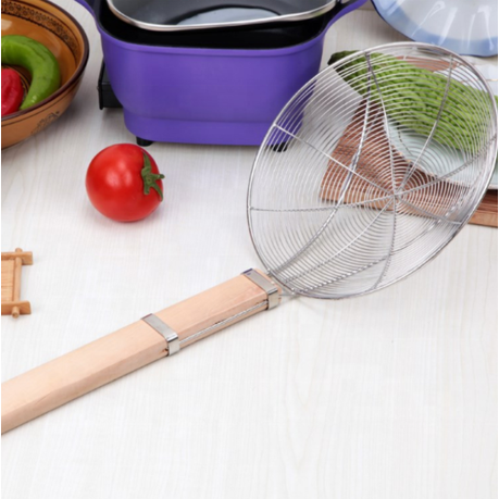 Stainless Steel Strainer 24x9cm Skimmer Spider Wire Mesh with Wooden Handle KG1267