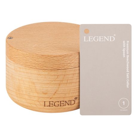 Legend Premium Beechwood Salt Cellar 10x5cm with Spoon