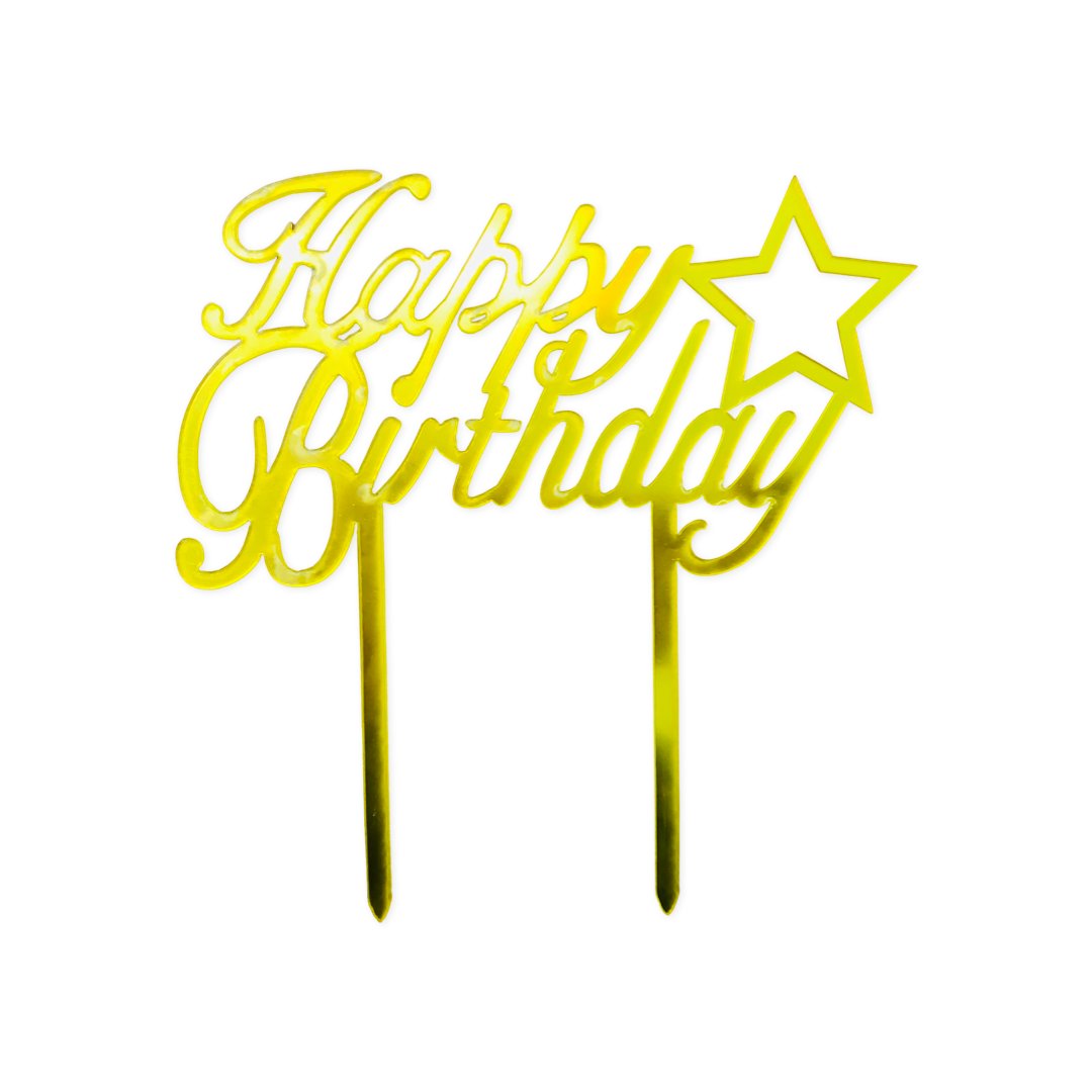 Acrylic Cake Topper Happy Birthday Star