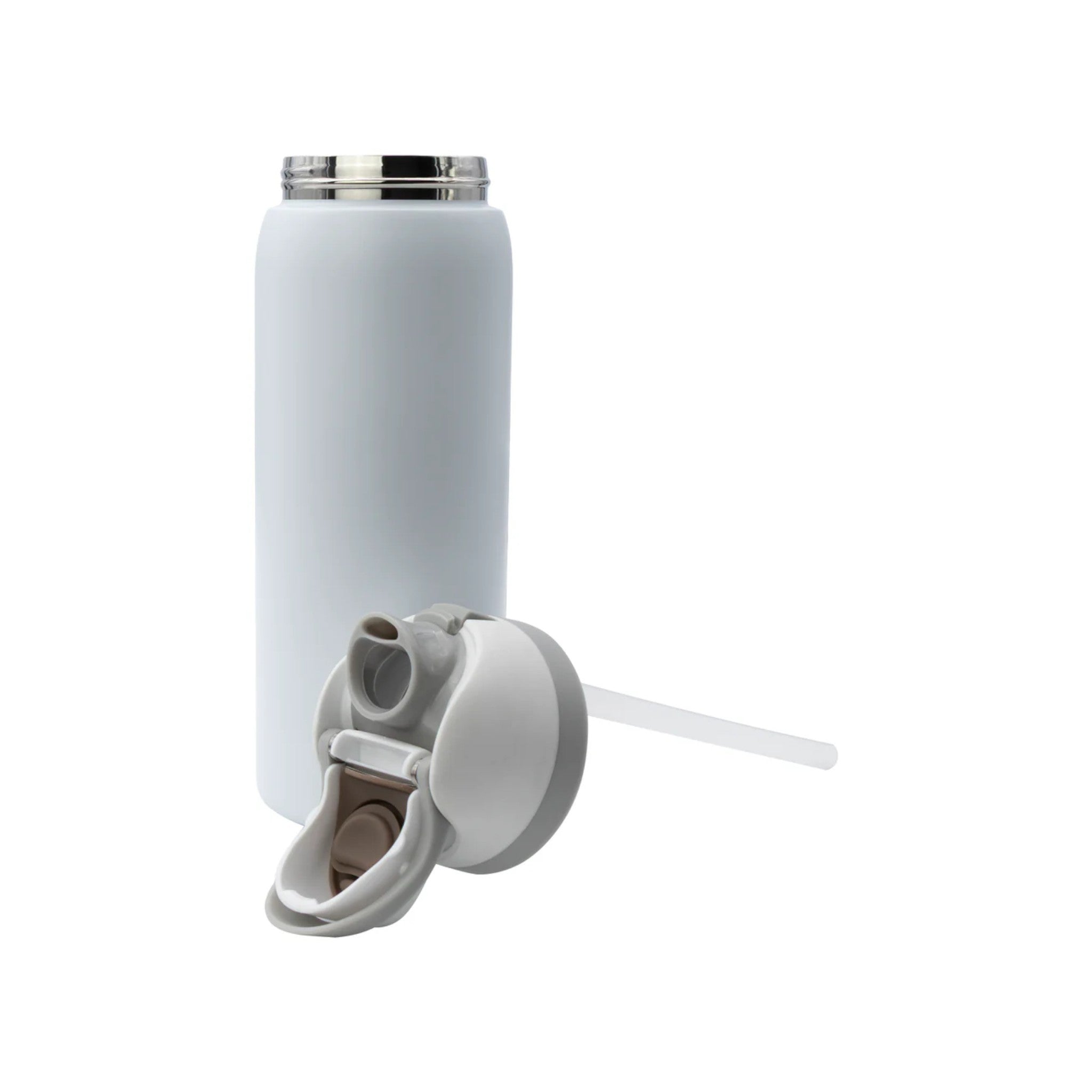 Regent Travel Vacuum Flask 960ml White Stainless Steel with Sip Straw