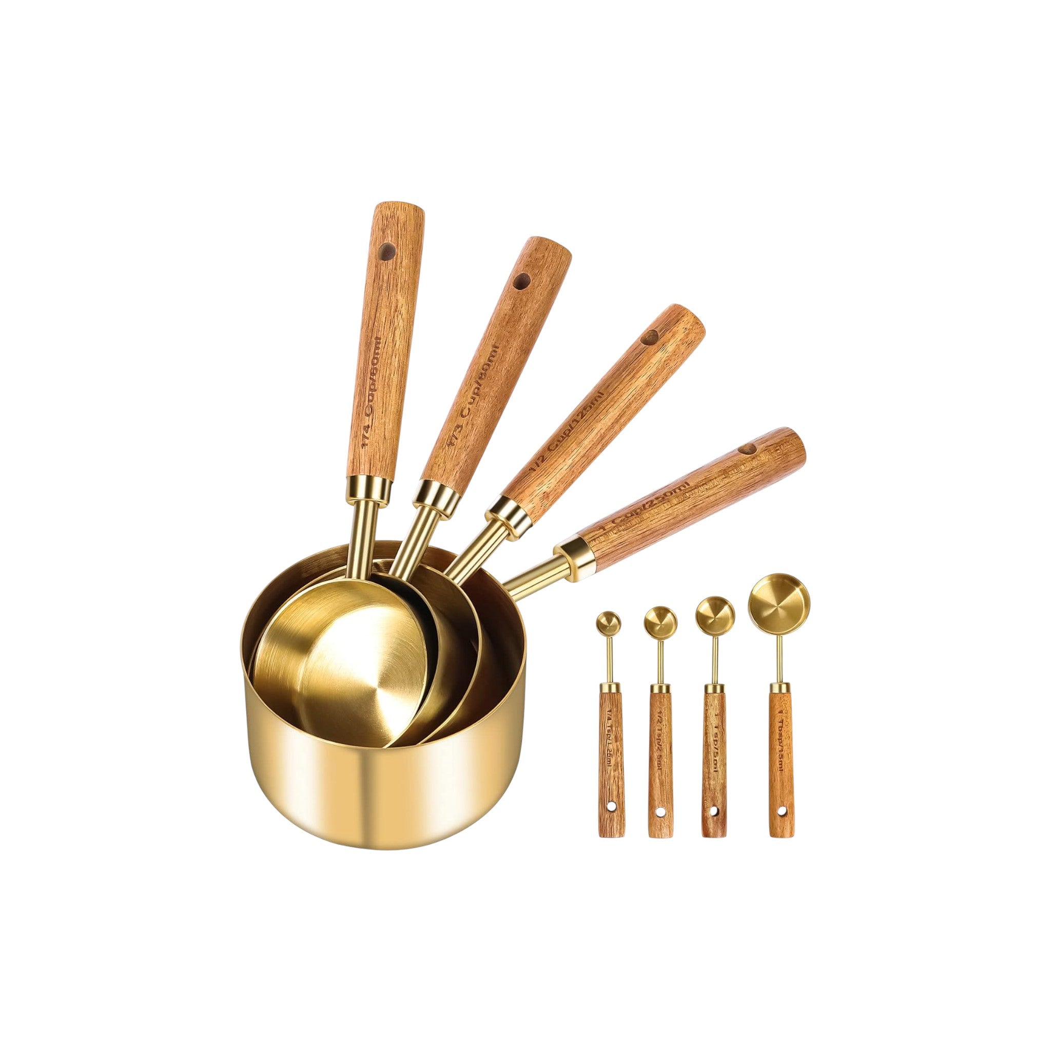 Salitanz Stainless Steel Measuring Spoon Gold 8 Piece Set
