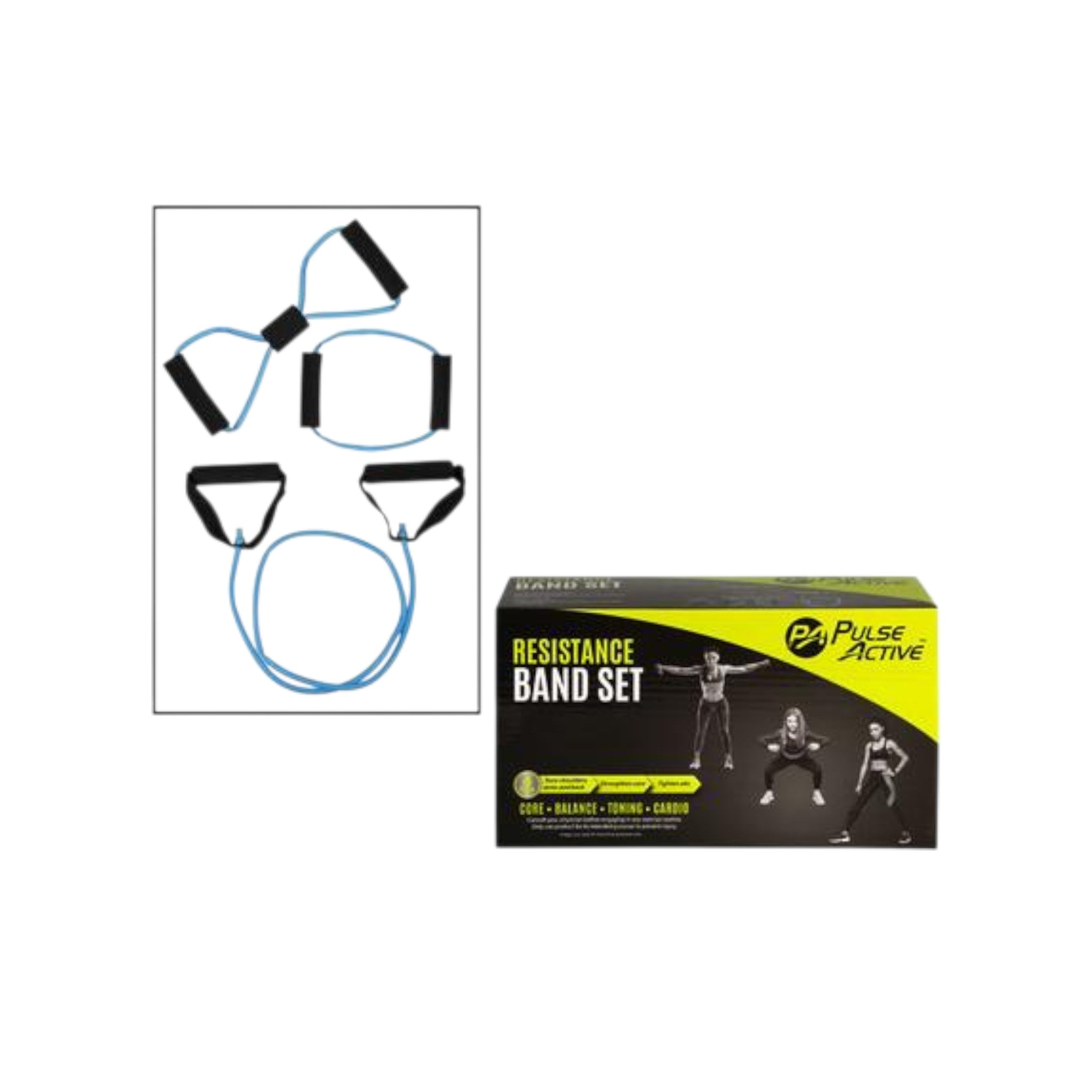 Pulse Active Fitness Resistance Band Workout 3pc Set
