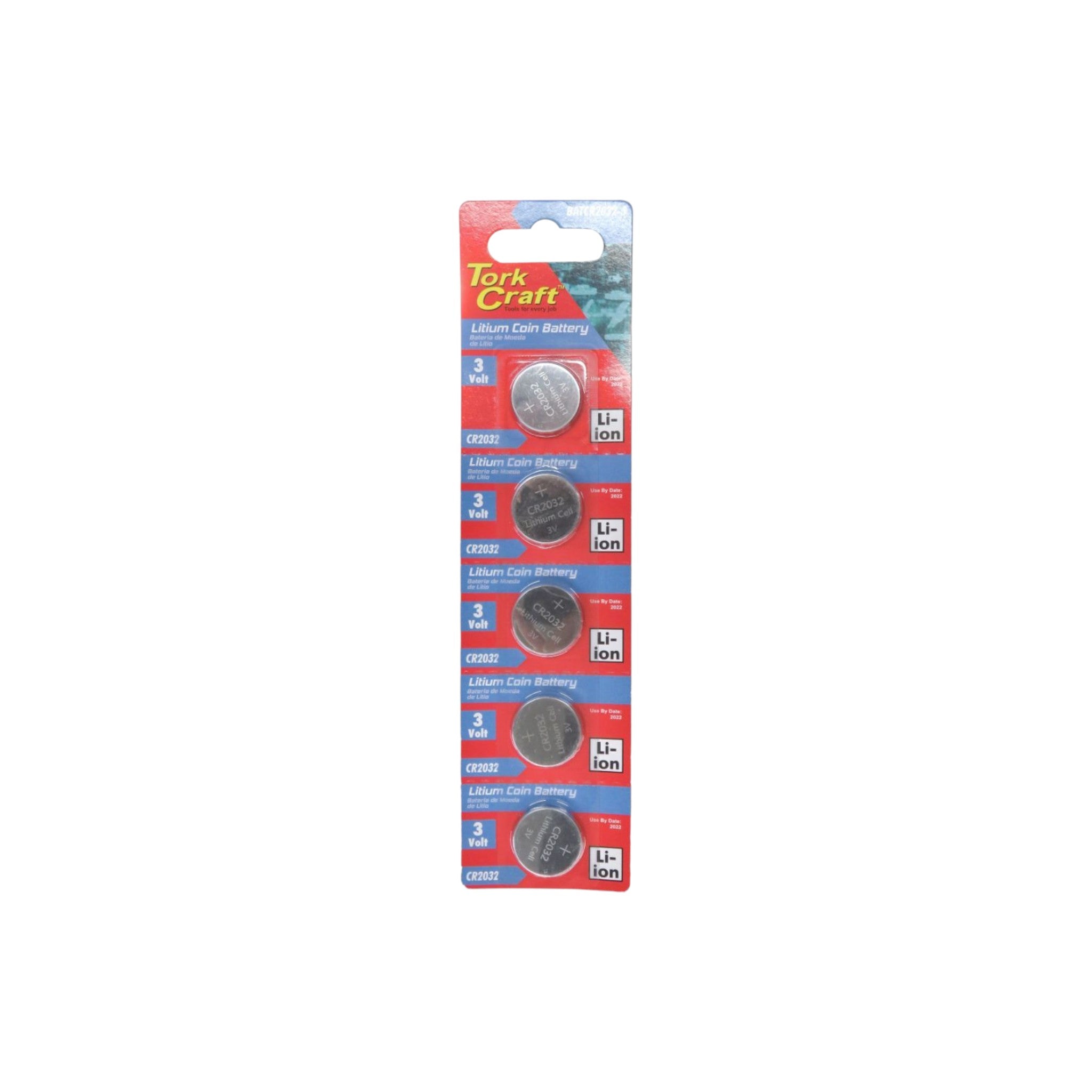 Tork Craft 3V Lithium Coin CR2032 Batteries 5pcs