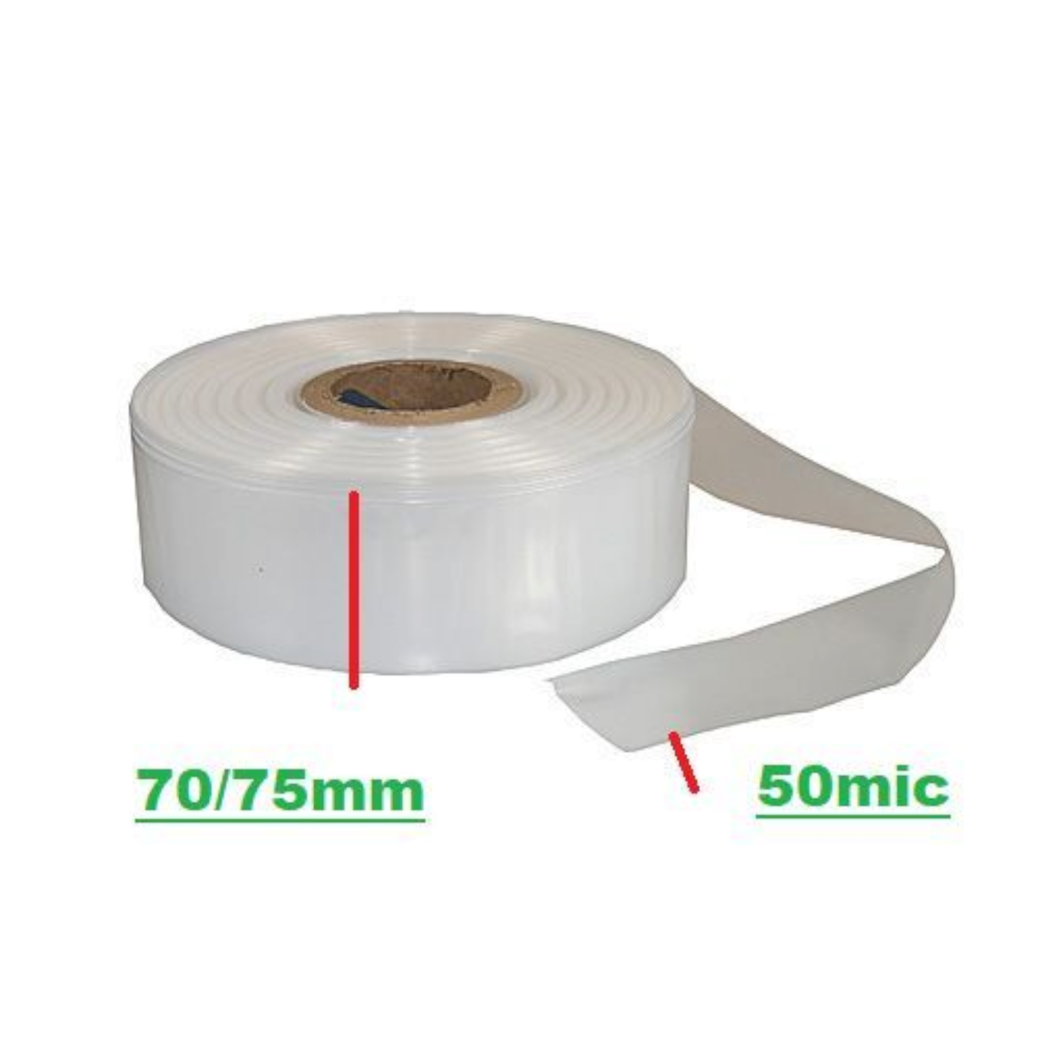 Plastic Flat Tubing Clear 70-75mmx50mic on Roll ±5kg