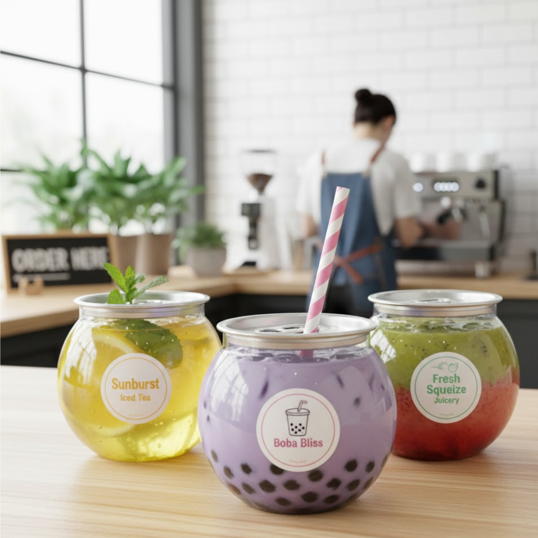 200ml Round Food Grade Plastic Drinking Clear Can with Aluminium Pull Tab Lid