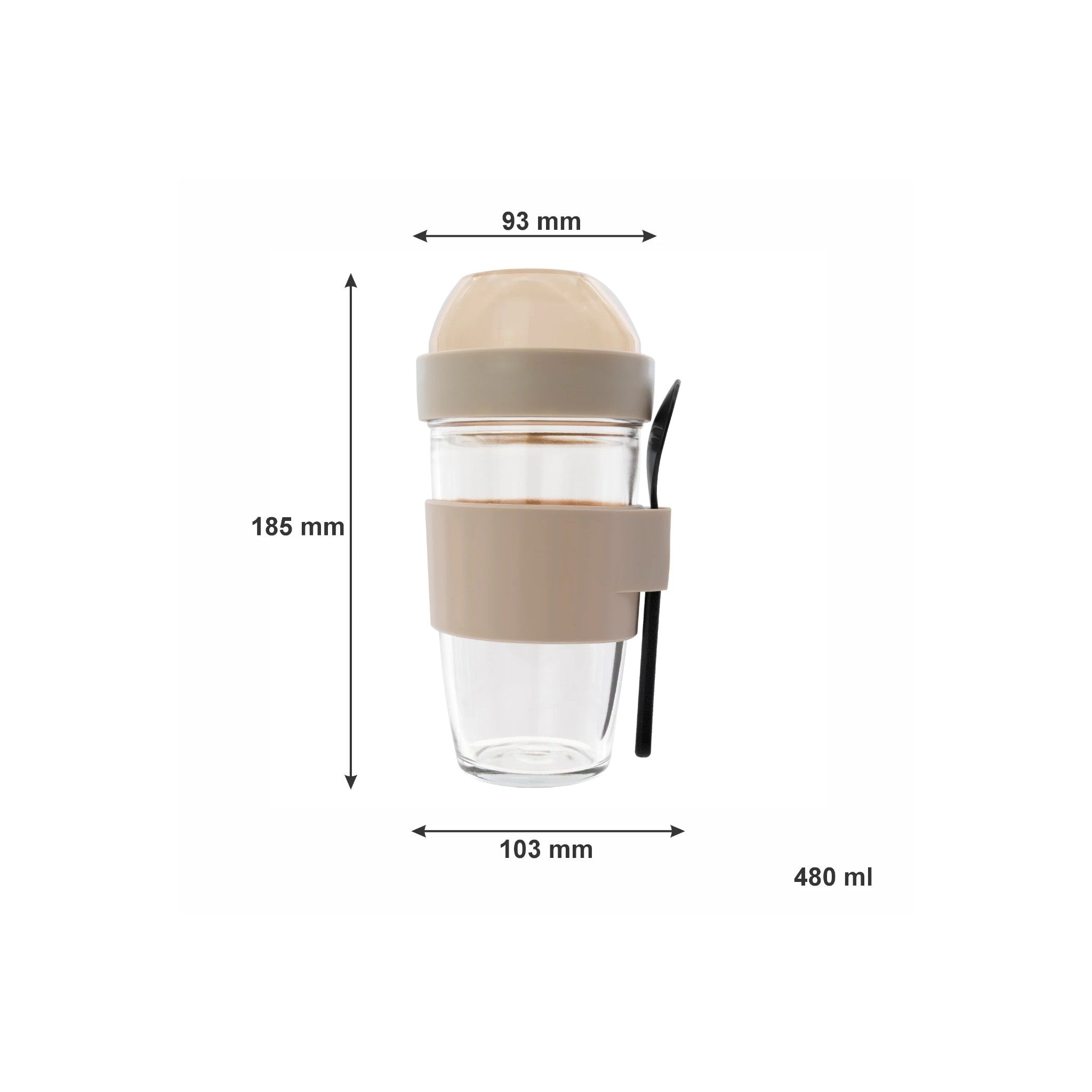 480ml Consol Lugo Layer Lux Cup with Lid & Grey Spoon