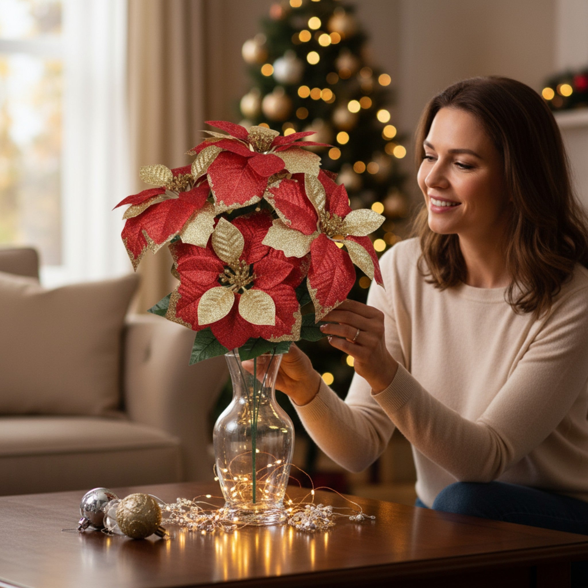 Artificial Glitter Christmas Flower