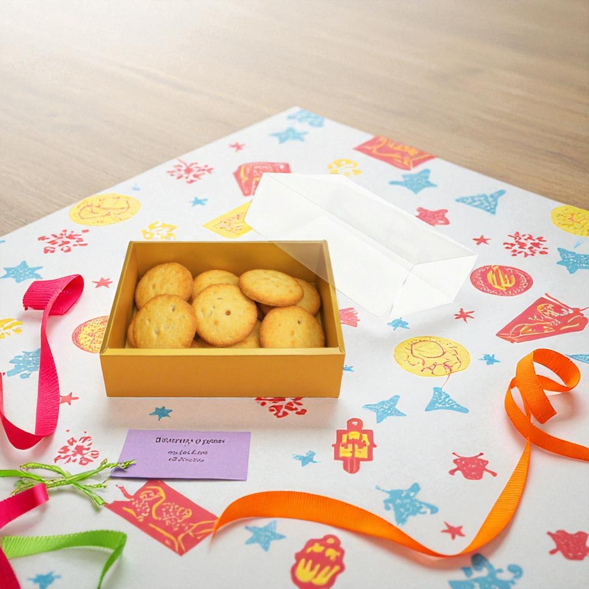 Kraft Gift Box Gold with Clear PVC Lid