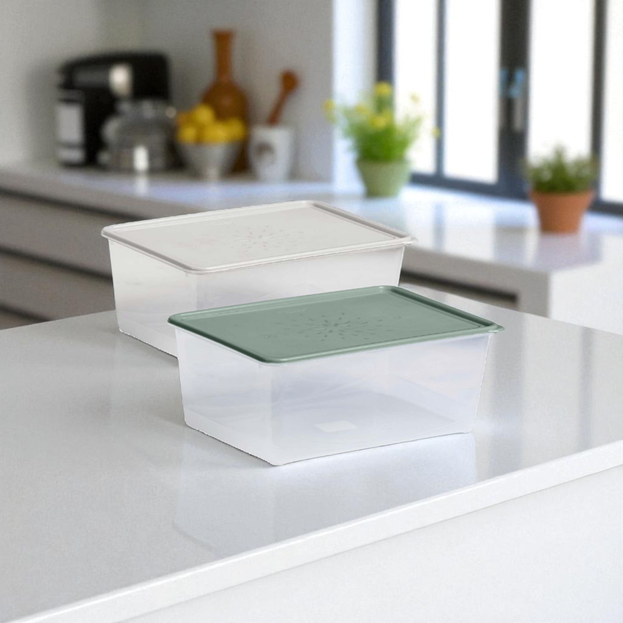 Contour Housewares 3L Food Storage Rectangular Container Clear with Color Lid