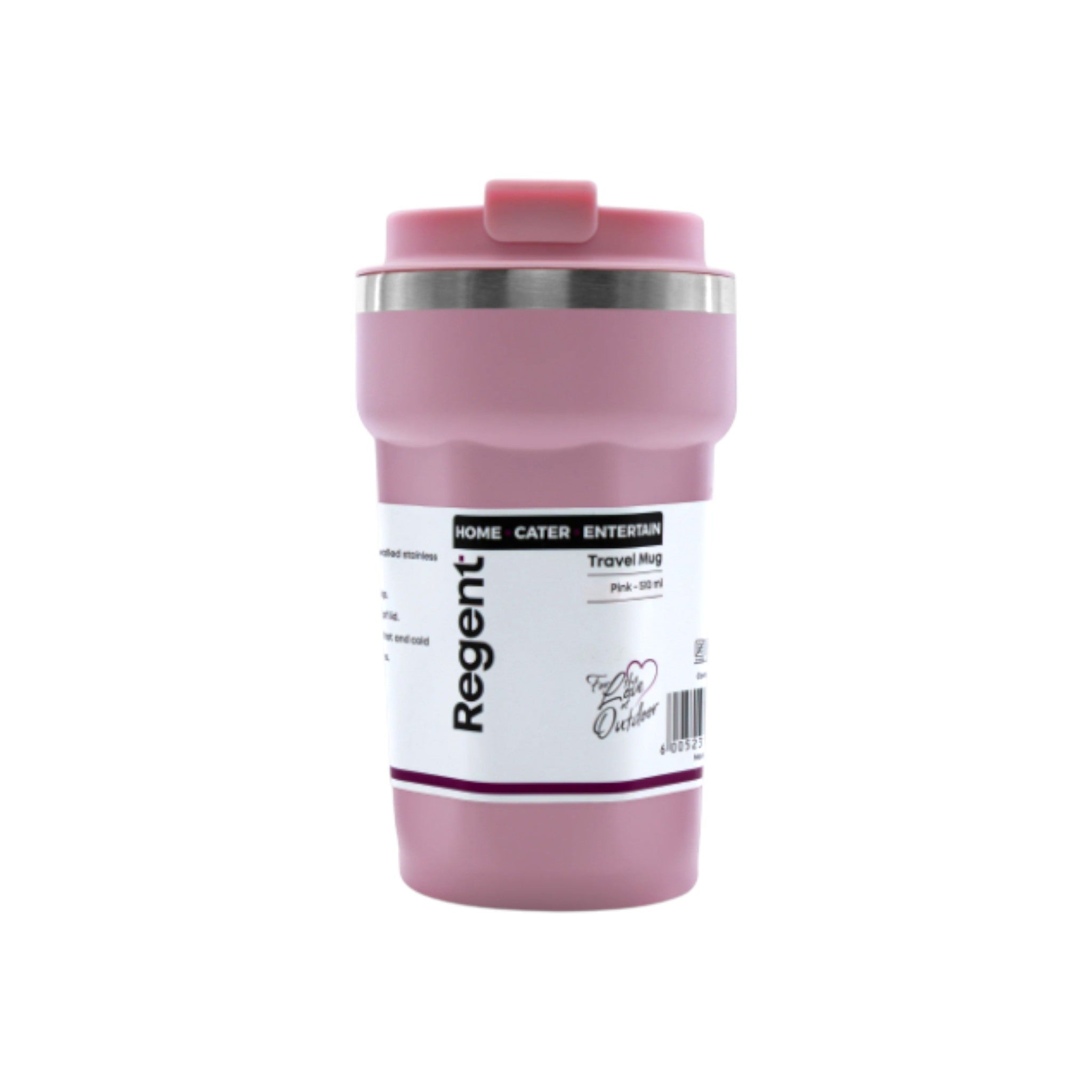 Regent Double Wall Stainless Steel Travel Mug Pink 510ml