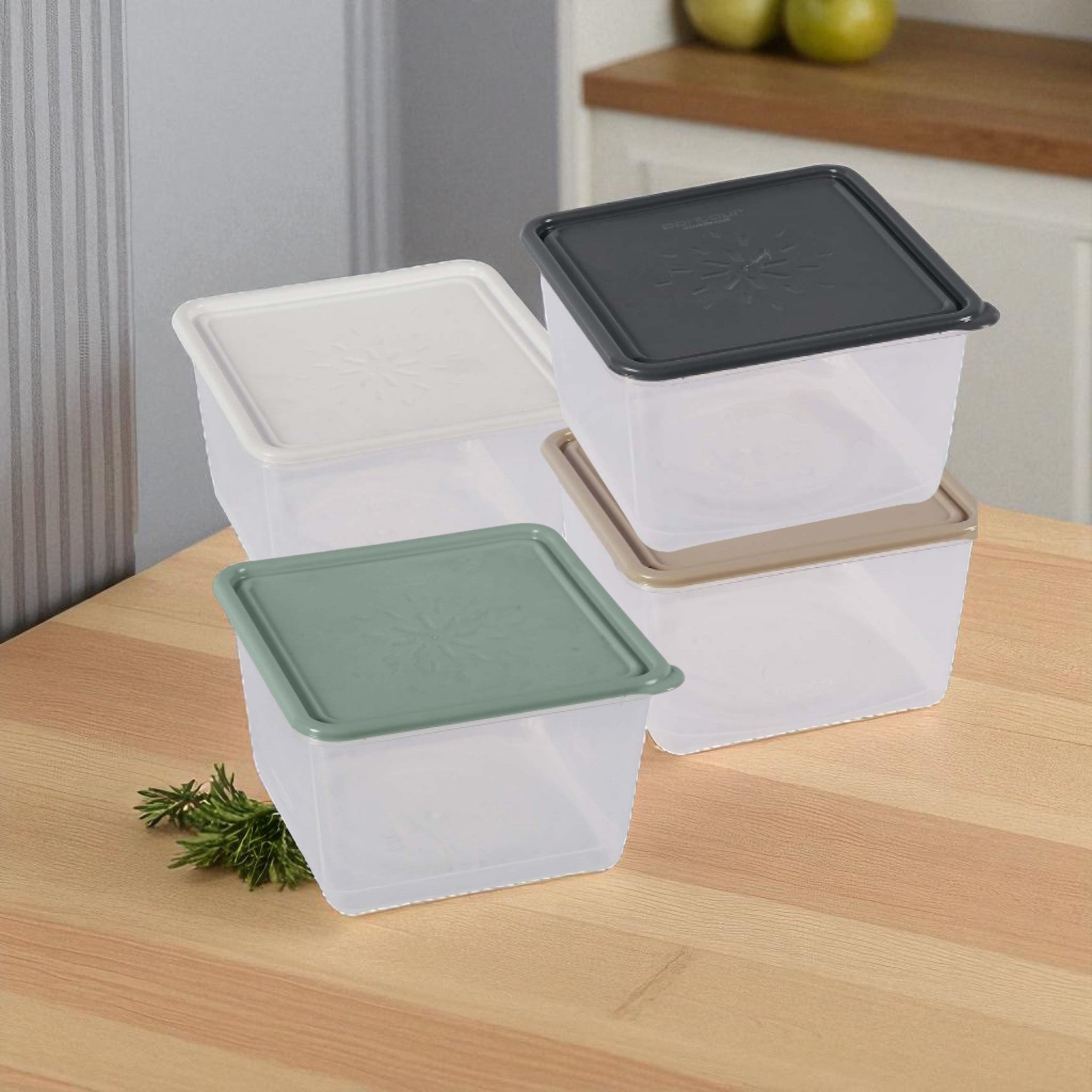 Contour Housewares 1.3L Food Storage Square Container Clear with Color Lid