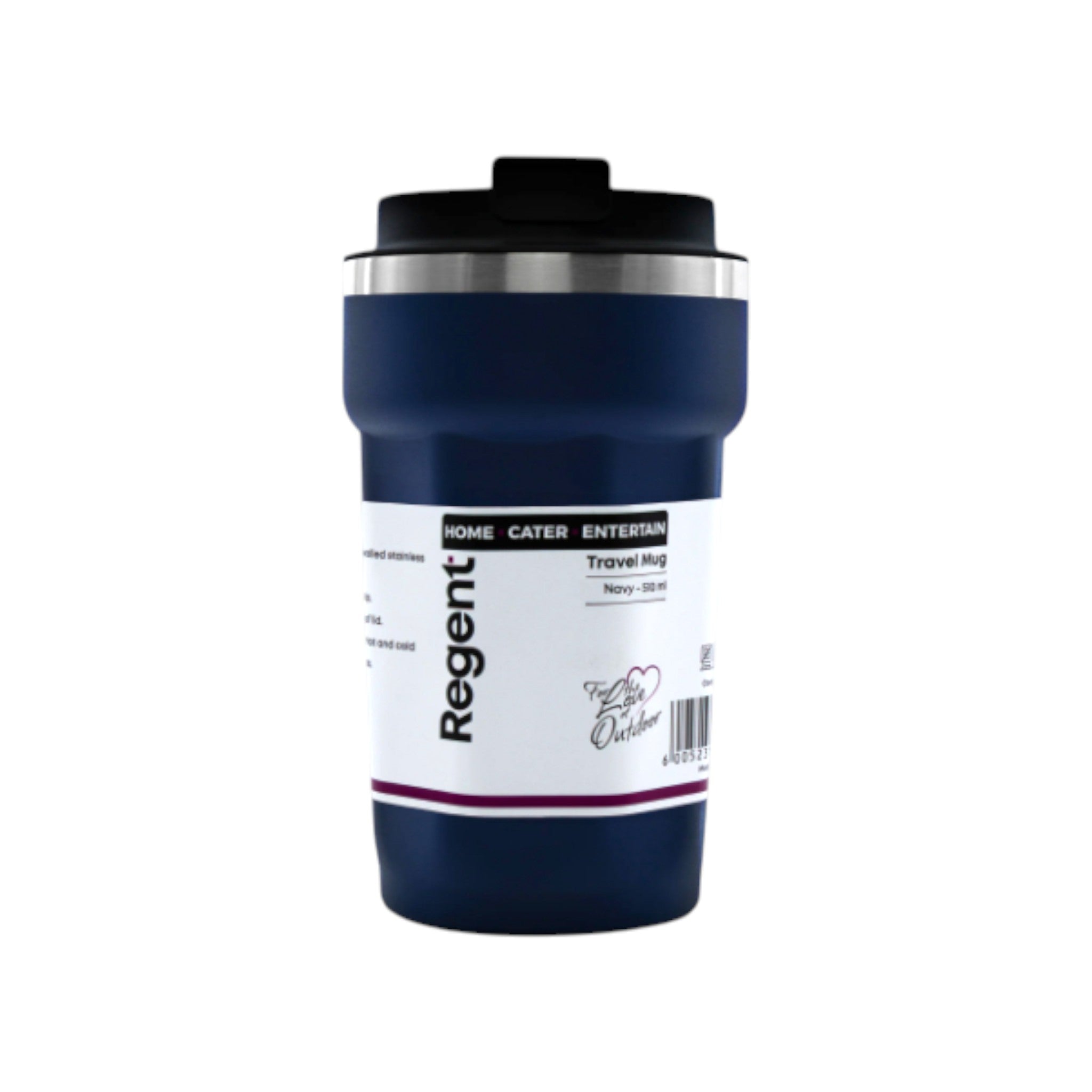 Regent Double Wall Stainless Steel Travel Mug Navy 510ml