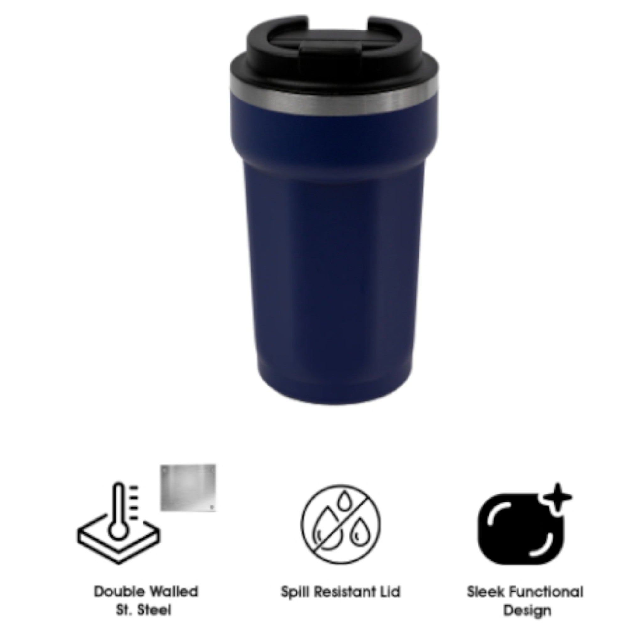 Regent Double Wall Stainless Steel Travel Mug Navy 510ml