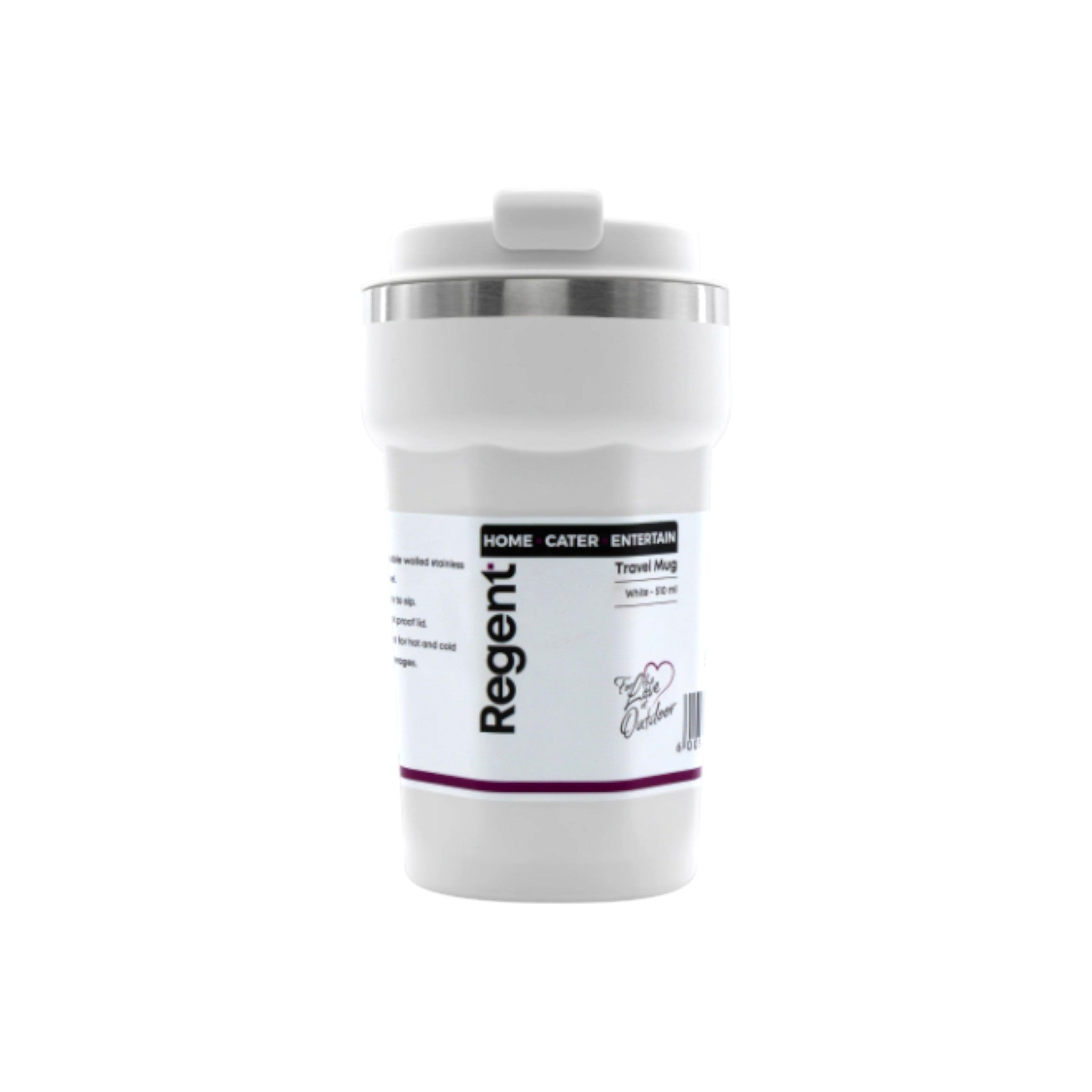 Regent Double Wall Stainless Steel Travel Mug White 510ml