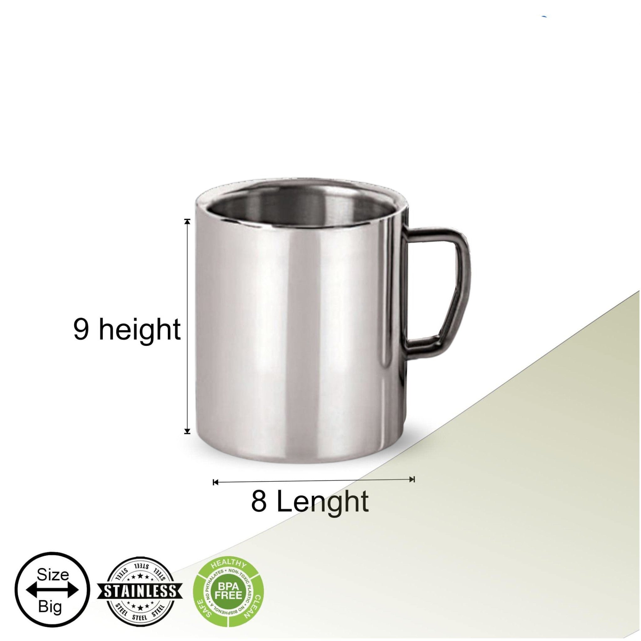 Sober Coffee Mug 250ml Double Wall Stainless Steel 9x8cm