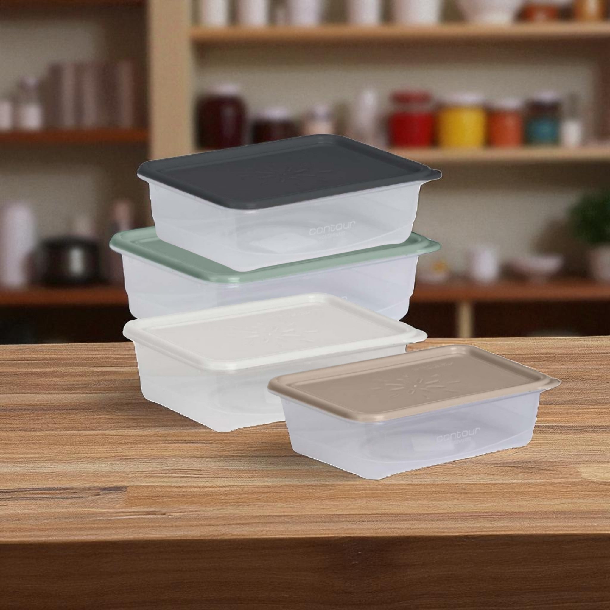 Contour Housewares 425ml Food Storage Rectangular Container Clear with Color Lid
