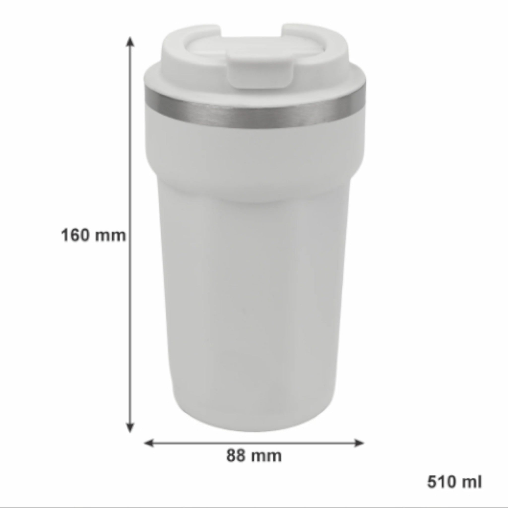 Regent Double Wall Stainless Steel Travel Mug White 510ml
