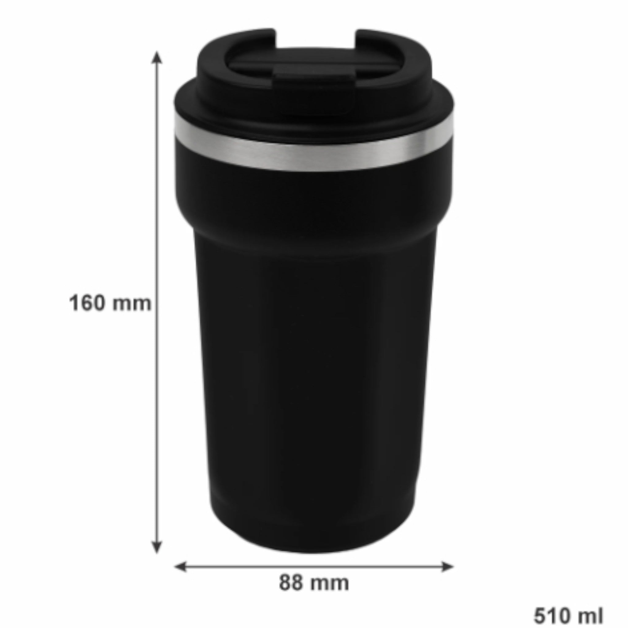 Regent Double Wall Stainless Steel Travel Mug Black 510ml
