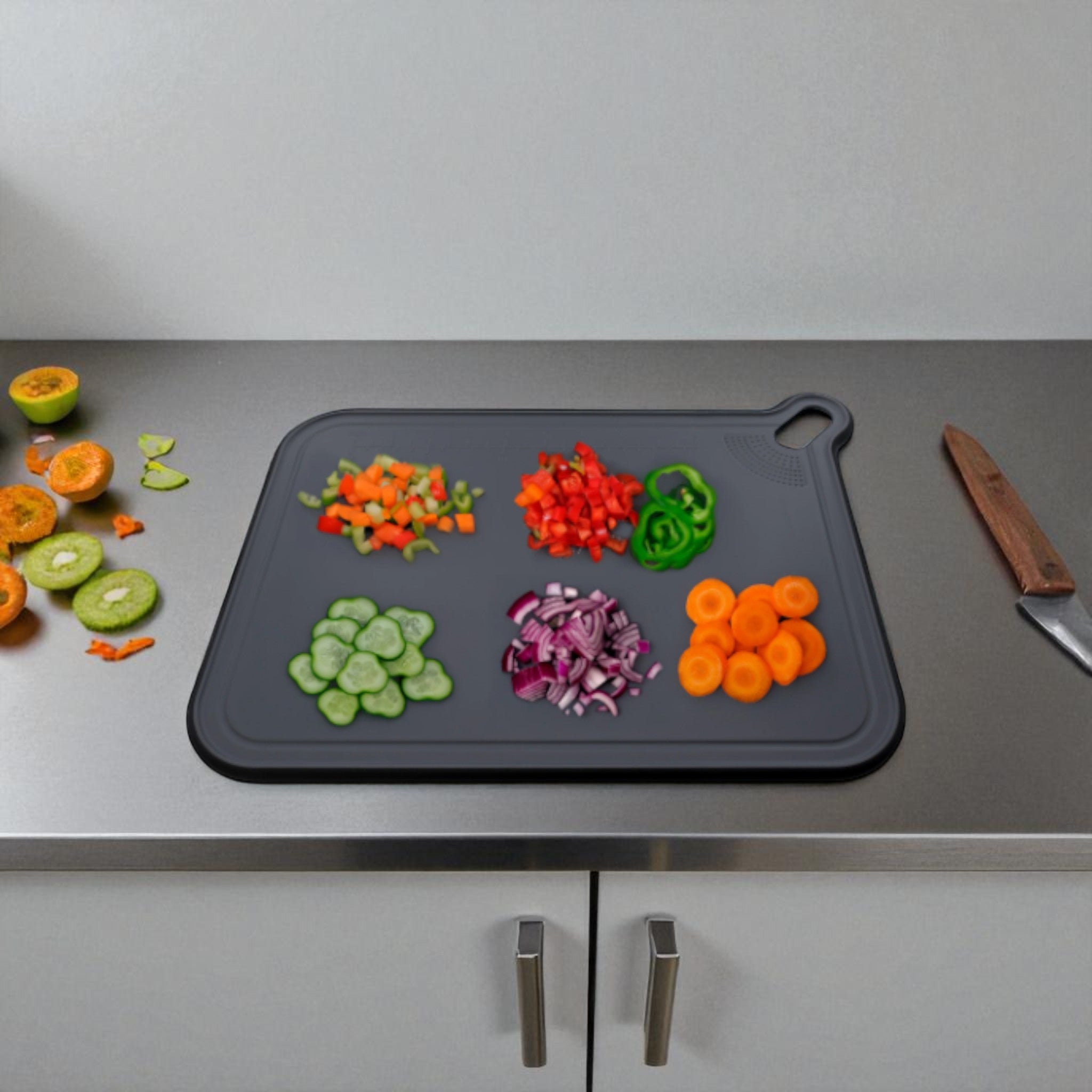 Regent Cutting Board Non Slip Black Plastic 2pcs