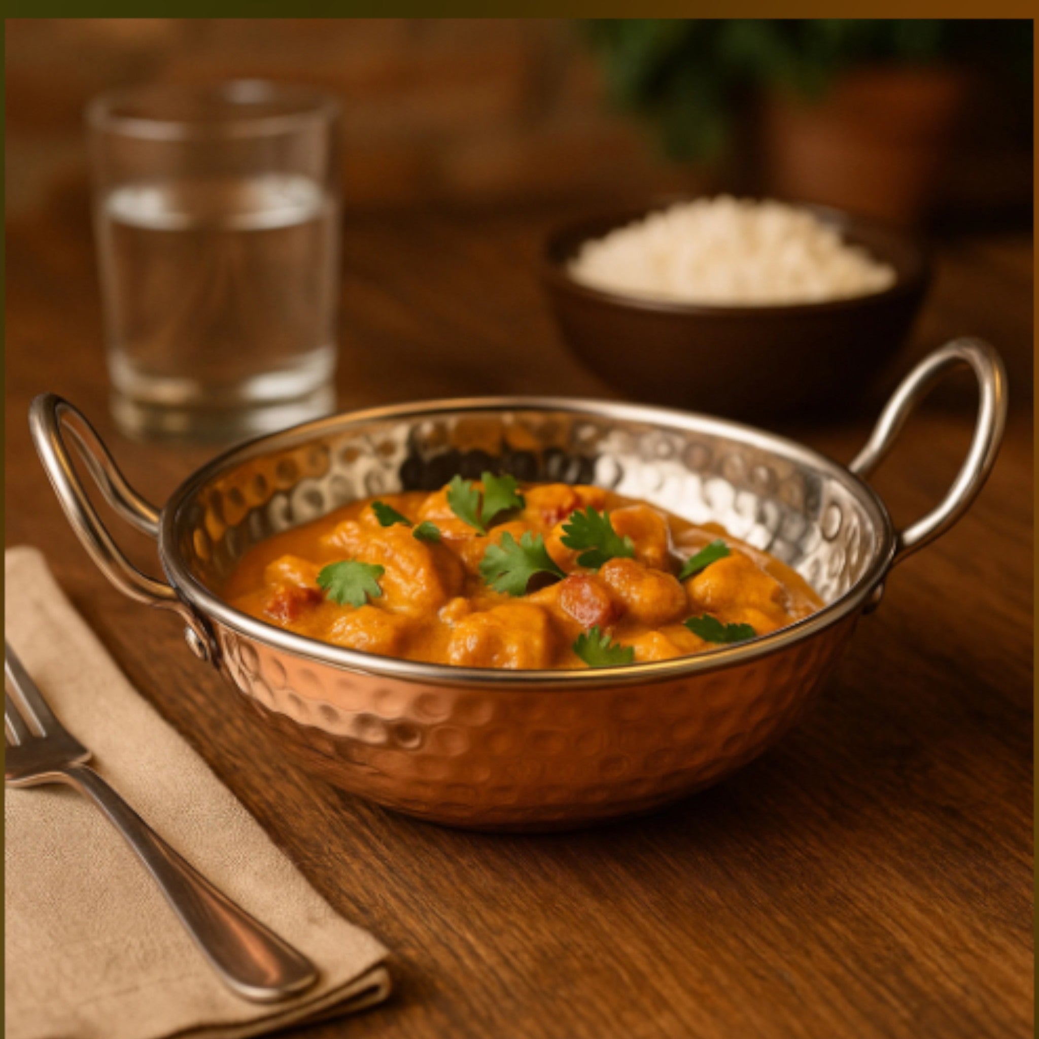 Regent Cookware Karahi Pan Hammered Stainless Copper Plated