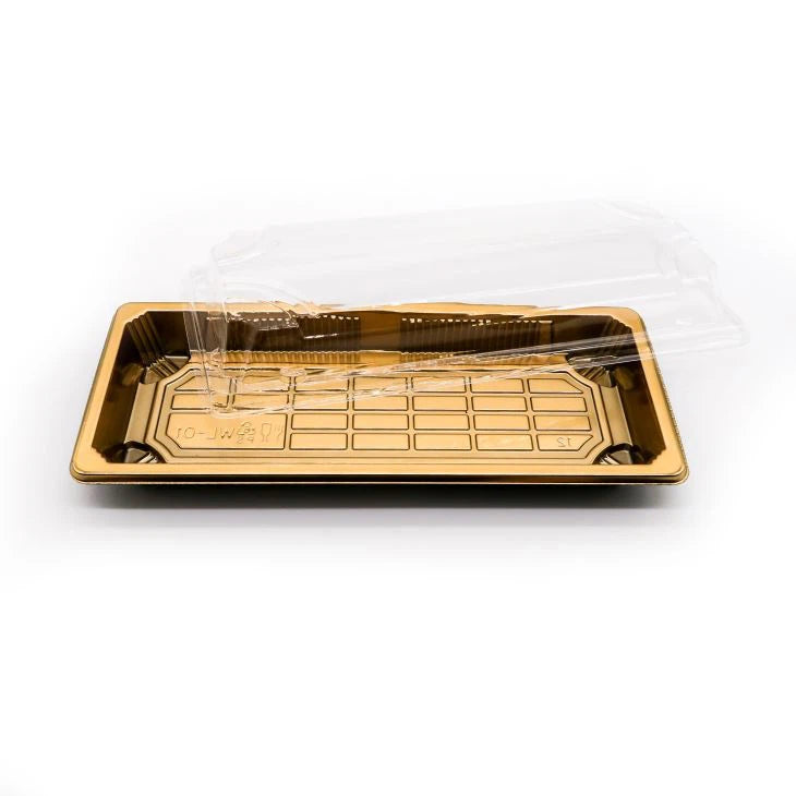 Disposable Serving To Go Plastic Tray Box with Clear Lid 255x185x20mm