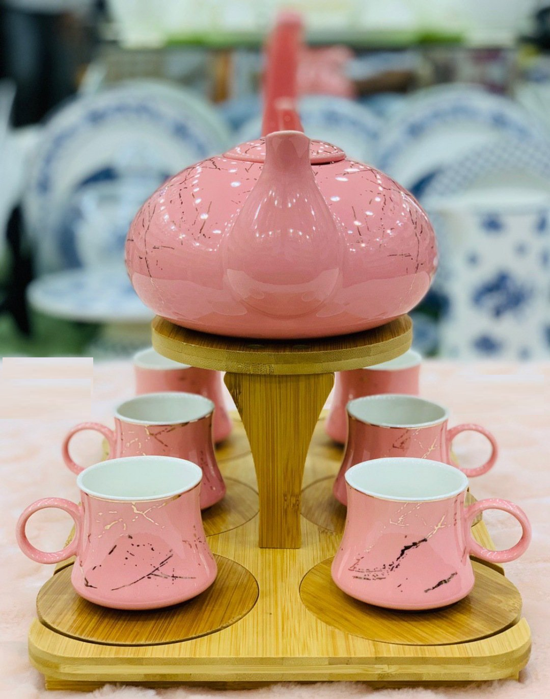 Tea Set Ceramic KettleCup Saucer Tray