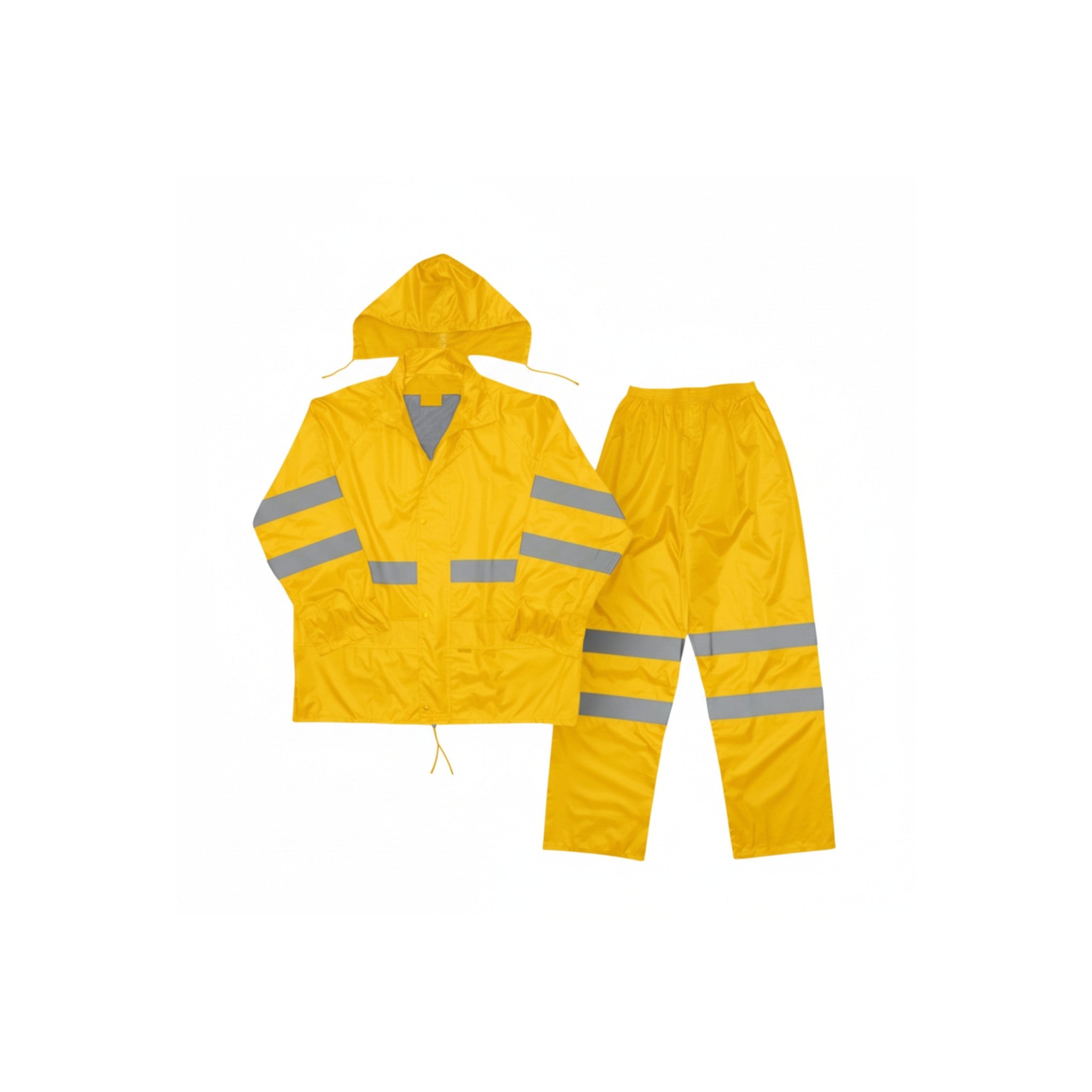 Rubberised Yellow Rain Suit with Reflective Tape Set Medium