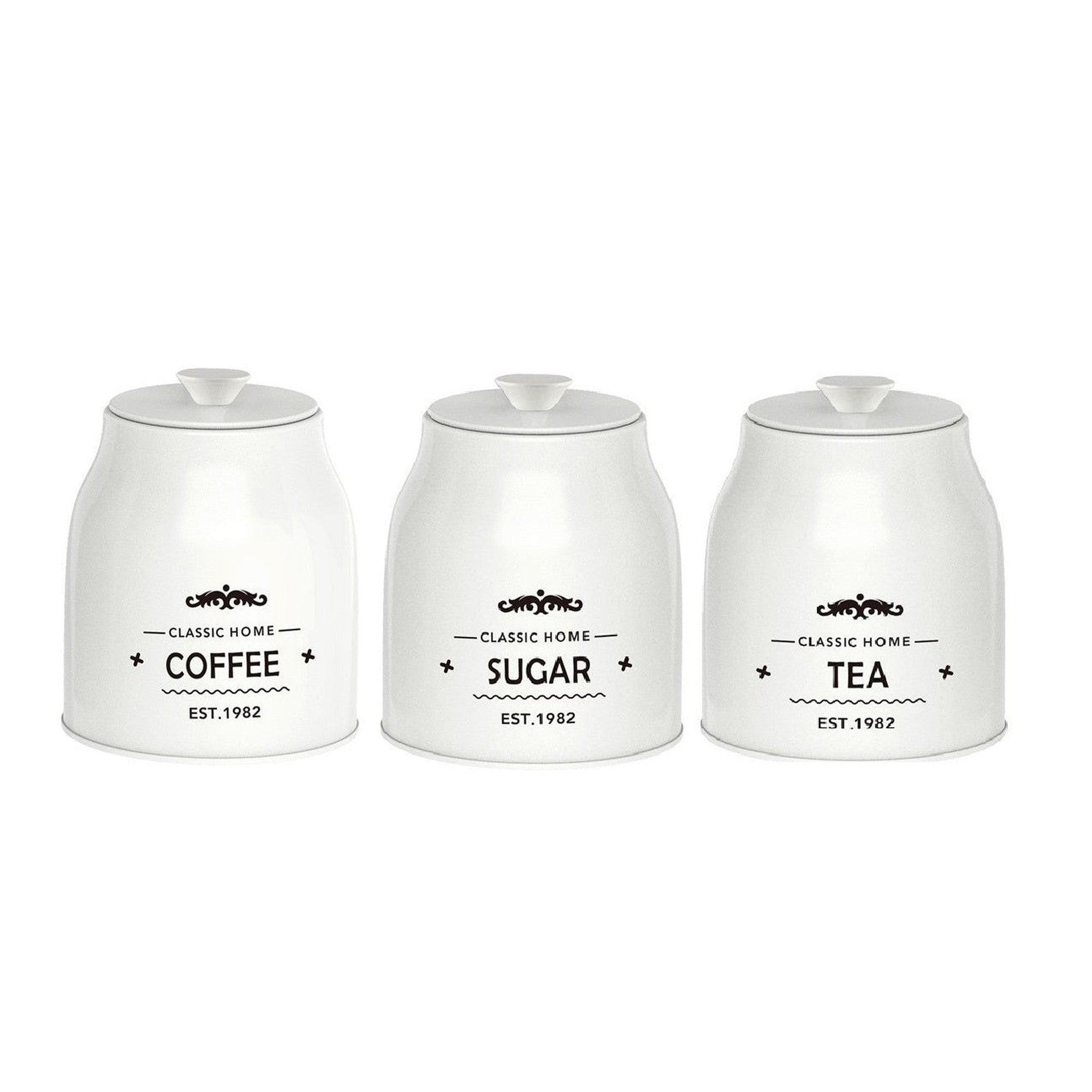 Aqua Canister Storage Tin Iron White Coffee/Sugar/ Tea Set - 26500-1-2