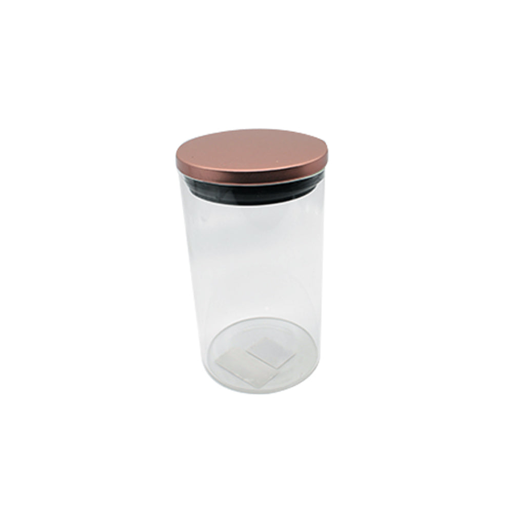 Aqua Glass Canister 1L with Airtight Rose Gold Lid 27124