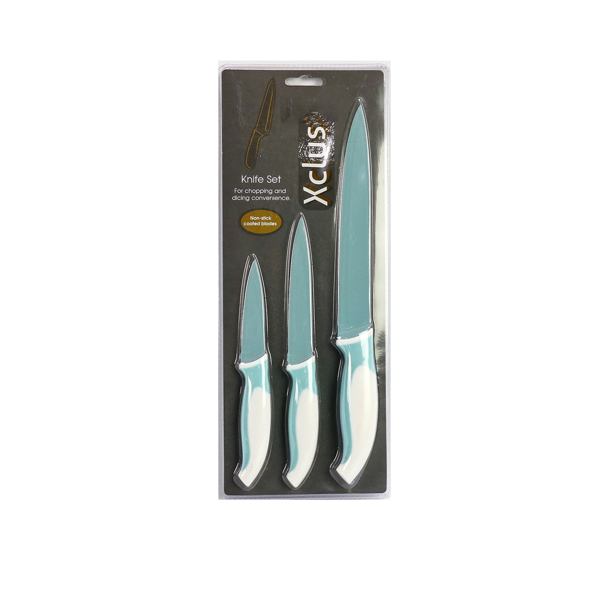 Knife Set 3 Pack Coated Blade 2 Tone