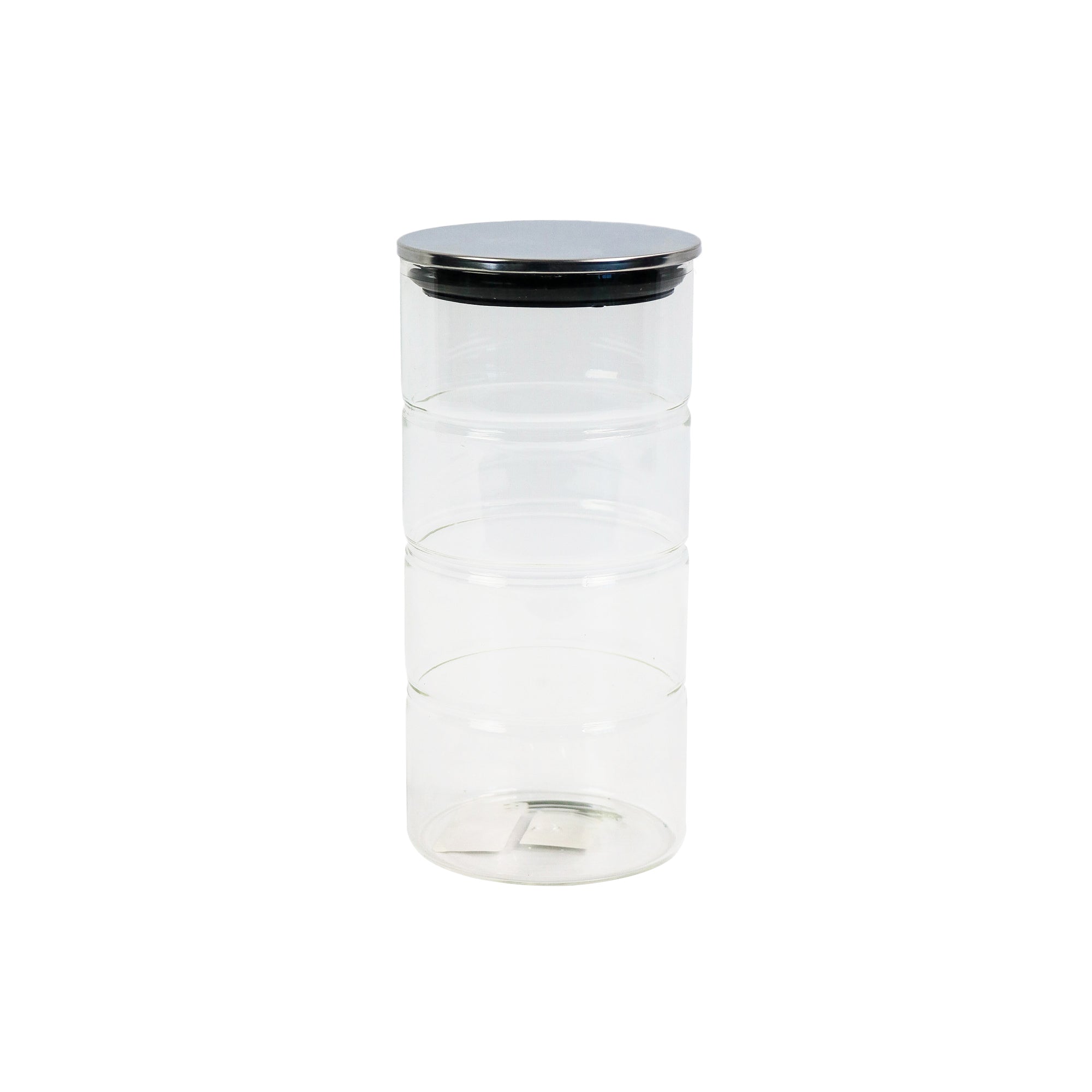 Glass Canister 20cm with Metal Steel Lid Large 27907