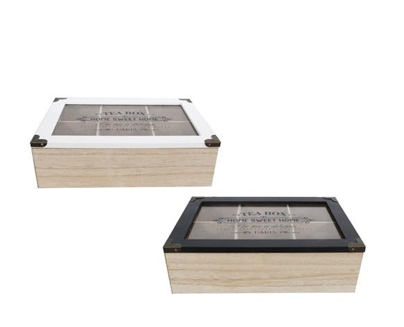 Tea Box Wood Multi 24 x 16.5 x 7cm 22587