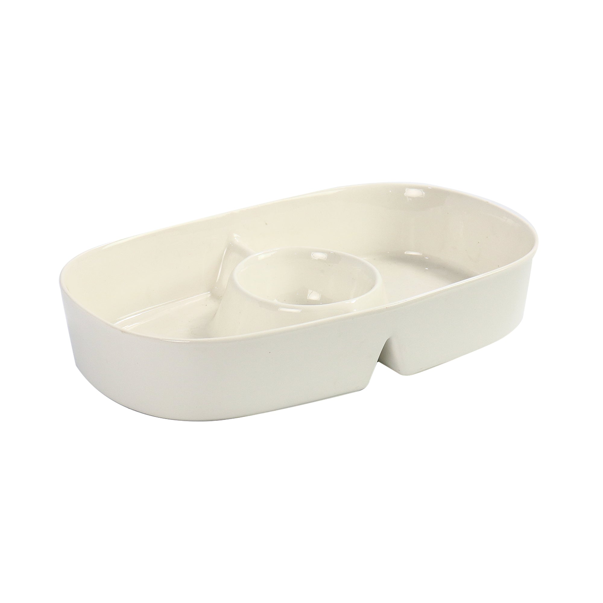 Ceramic Dish With Divider 34x20x6cm