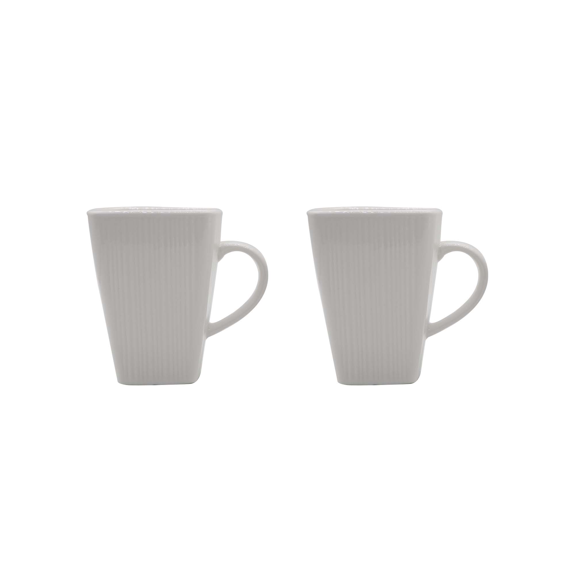 Aqua Coffee Mug White Embossed Linear 4pack 31625