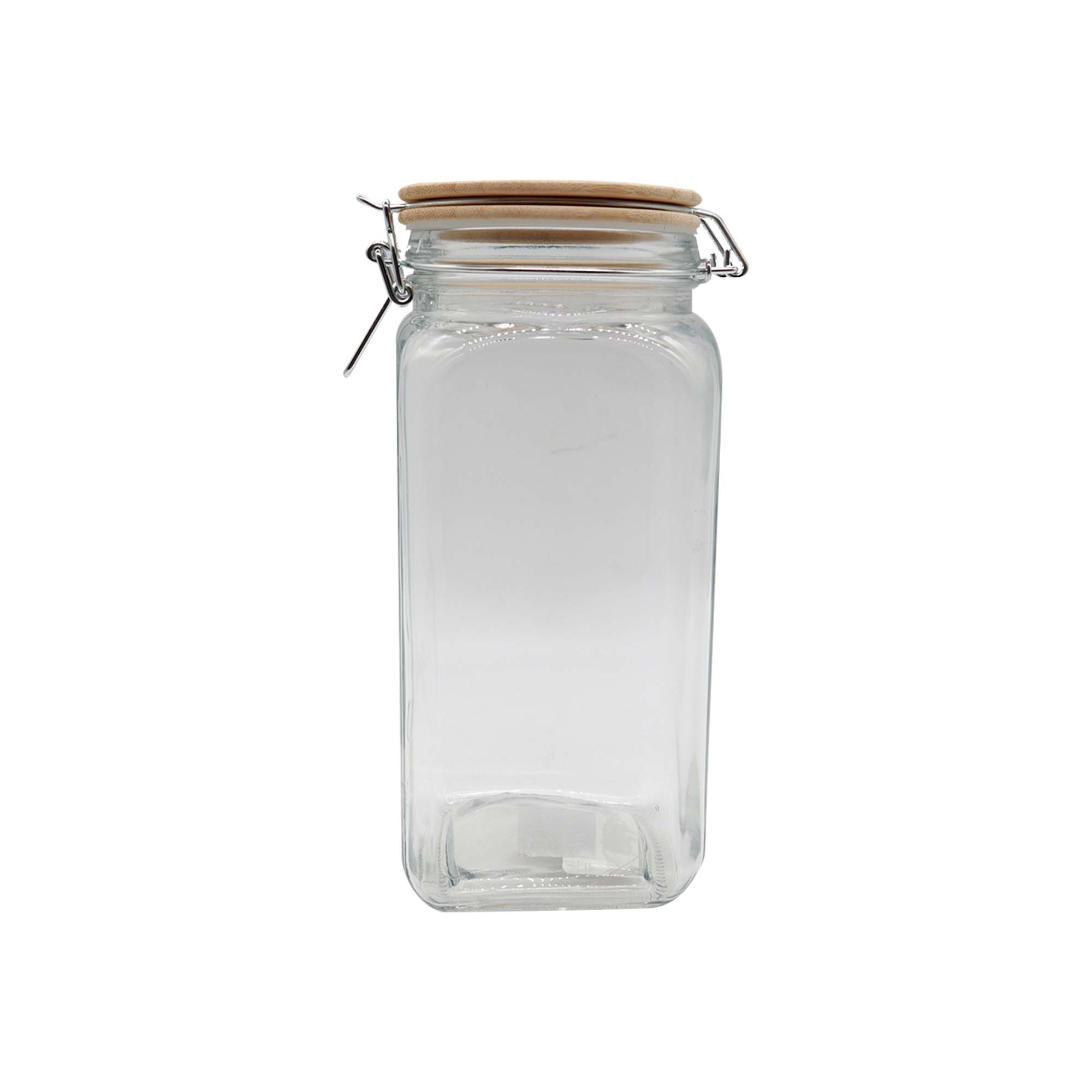 Glass Canister Jar 1650ml with Swing Top Bamboo Clip Lid