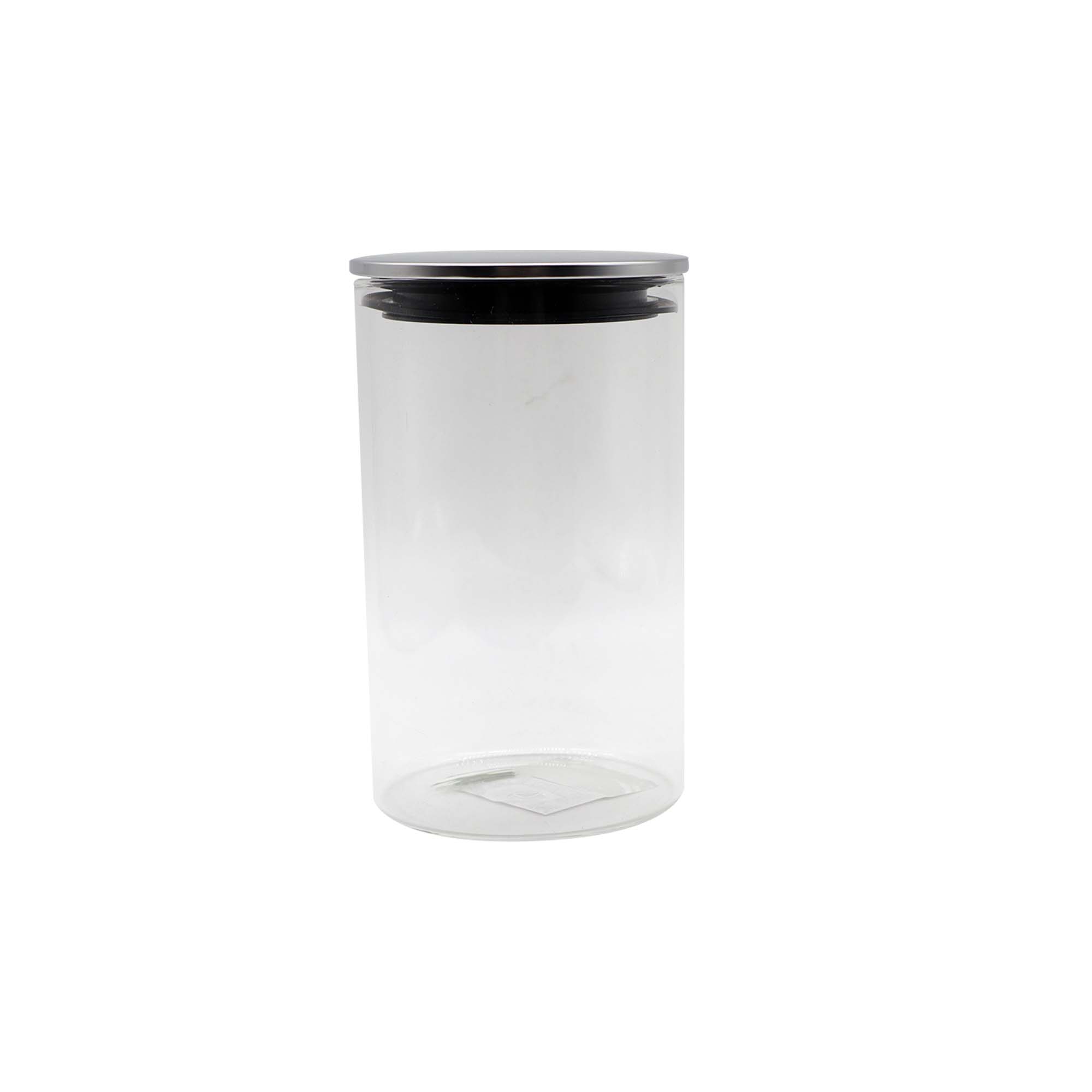Aqua Canister Glass Canister 960ml with Air Tight Silver Steel Lid 27115