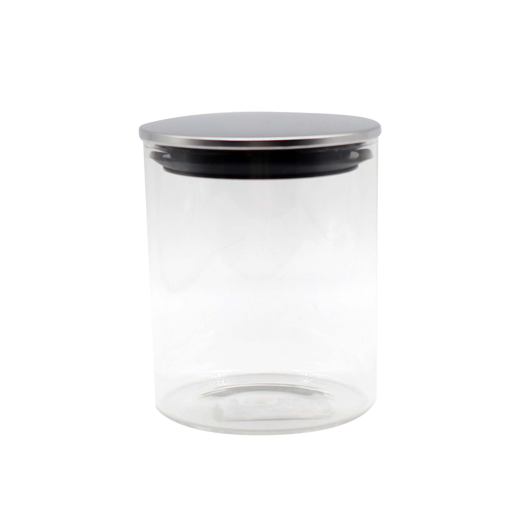 Aqua Canister Glass Canister 700ml with Air Tight Silver Steel Lid 27116