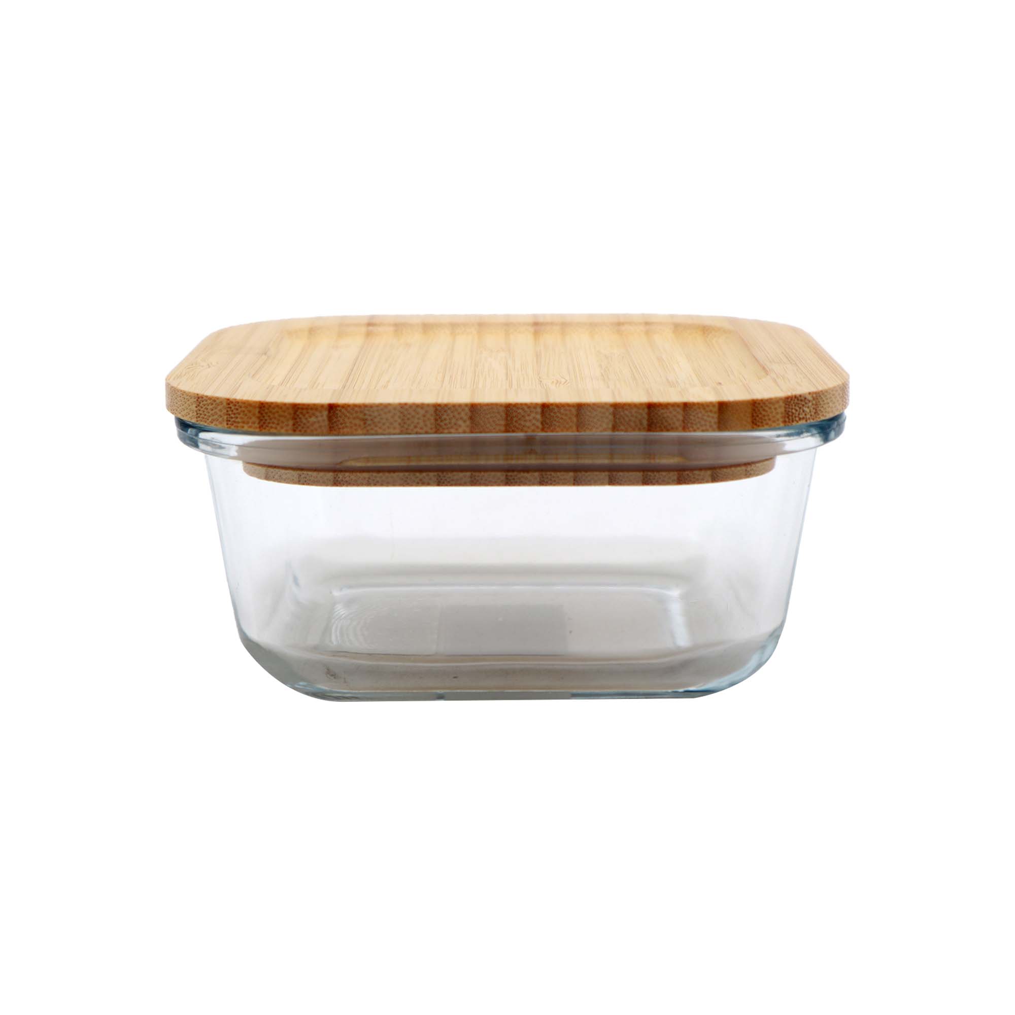 Aqua Food Storage Container Square Glass 770ml with Bamboo Lid 27145