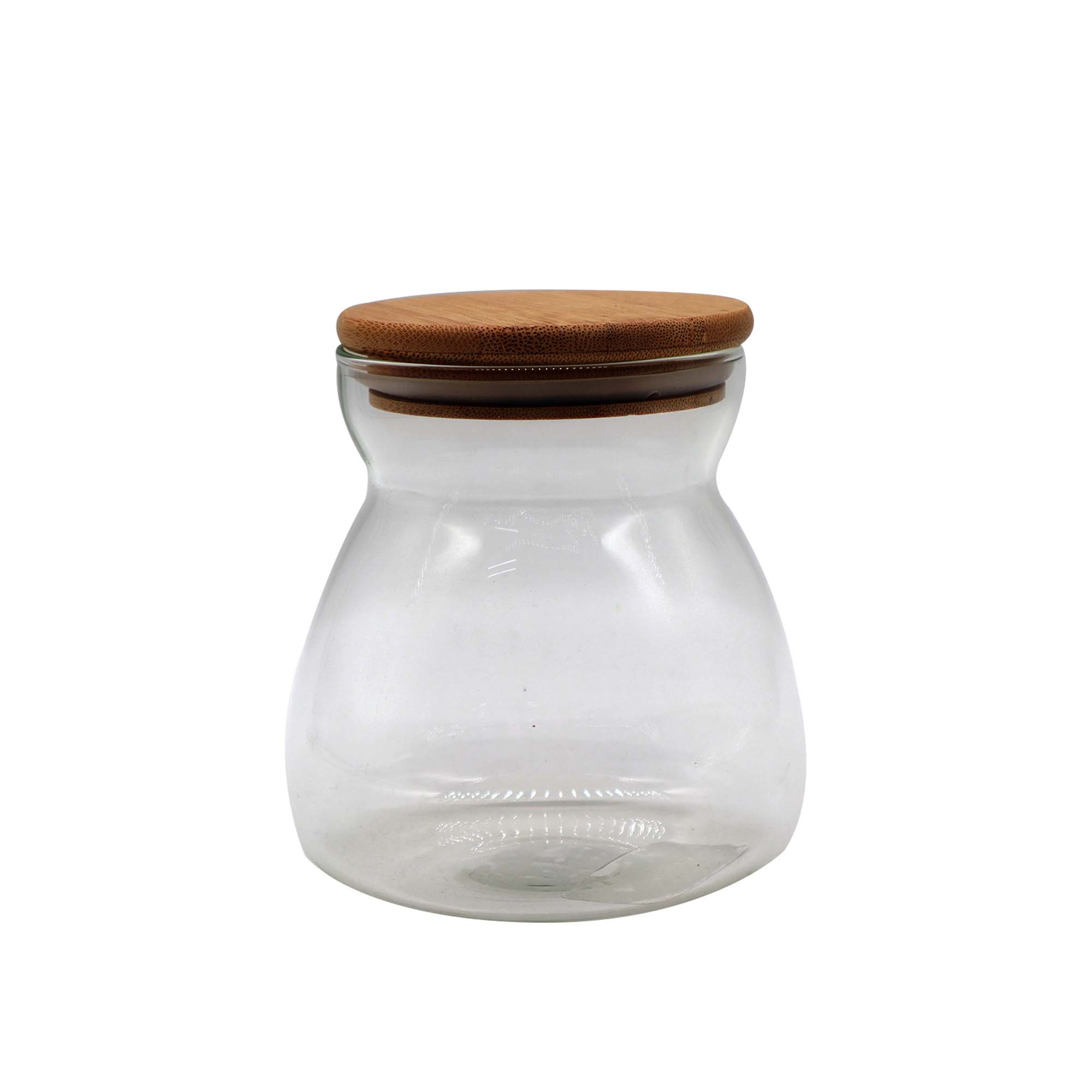 Glass Canister 600ml Belly with Bamboo Lid