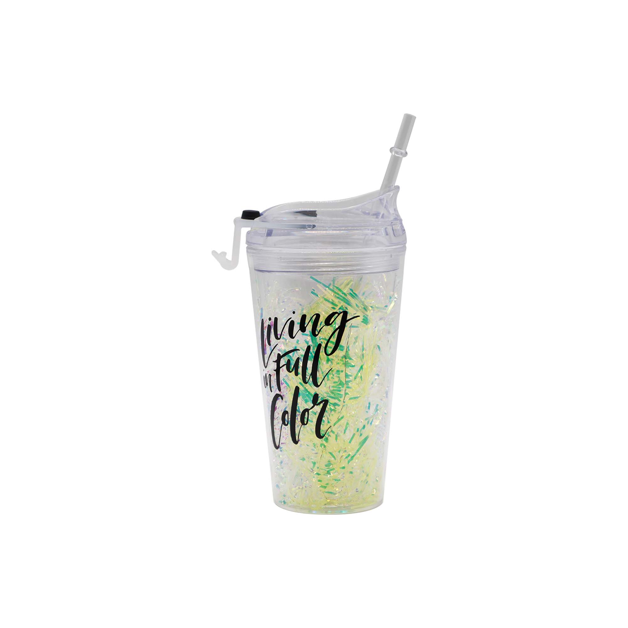 Acrylic Smoothie Tumbler 450ml with Straw Double Wall Living