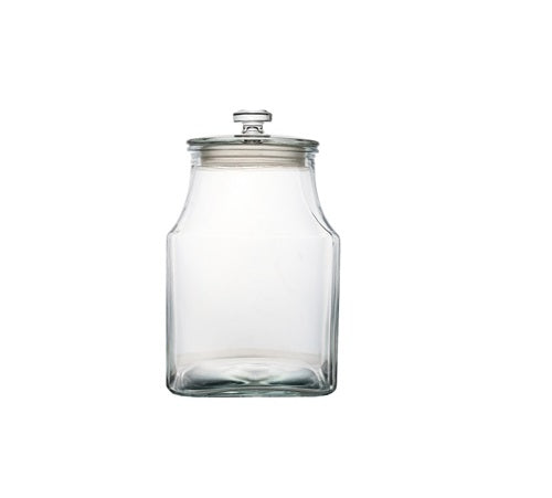 Aqua Glass Canister Belly Jar 3.2L Square Glass Lid 27593