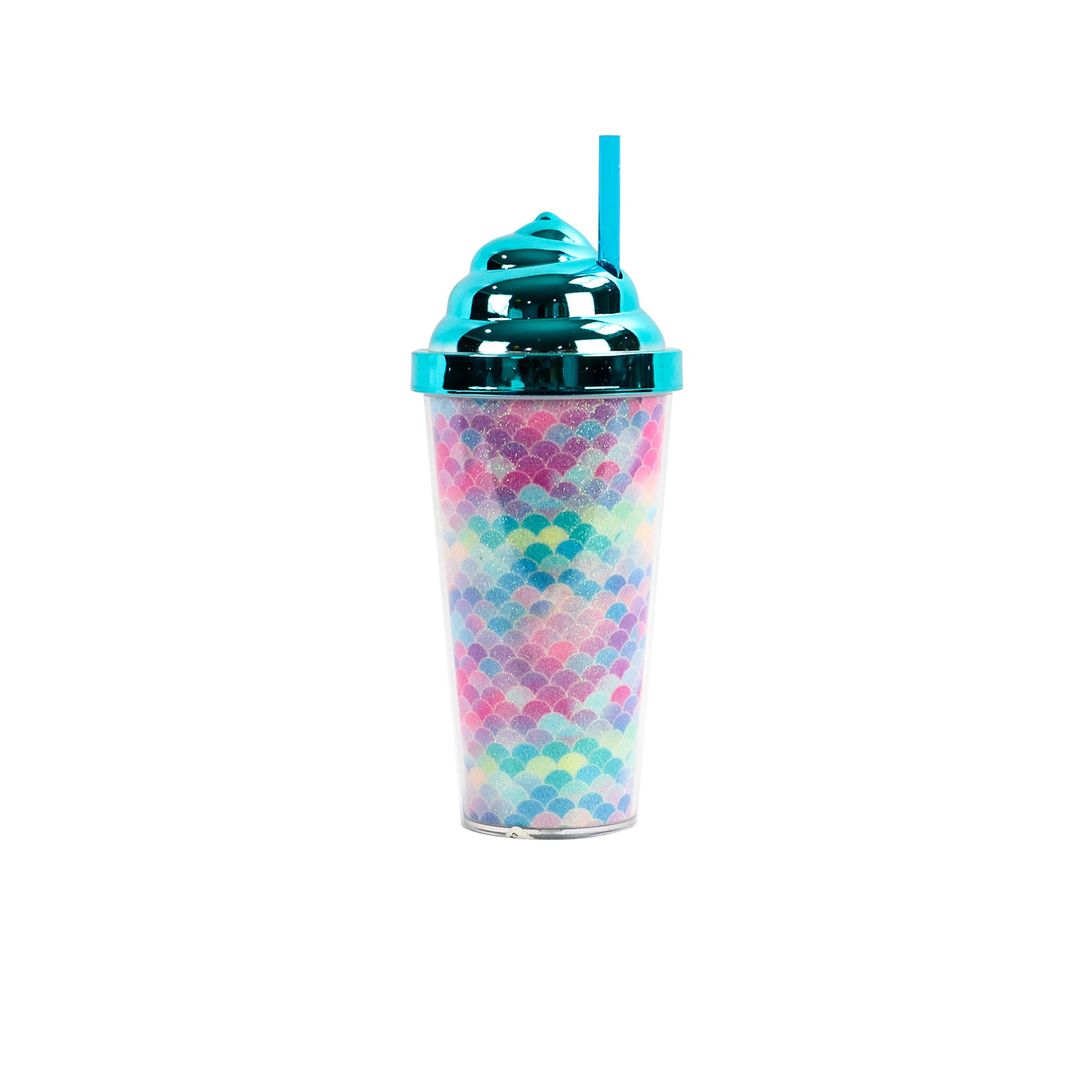 Acrylic Smoothie Tumbler 500ml with Straw and Dome Lid Rainbow  XBOT144