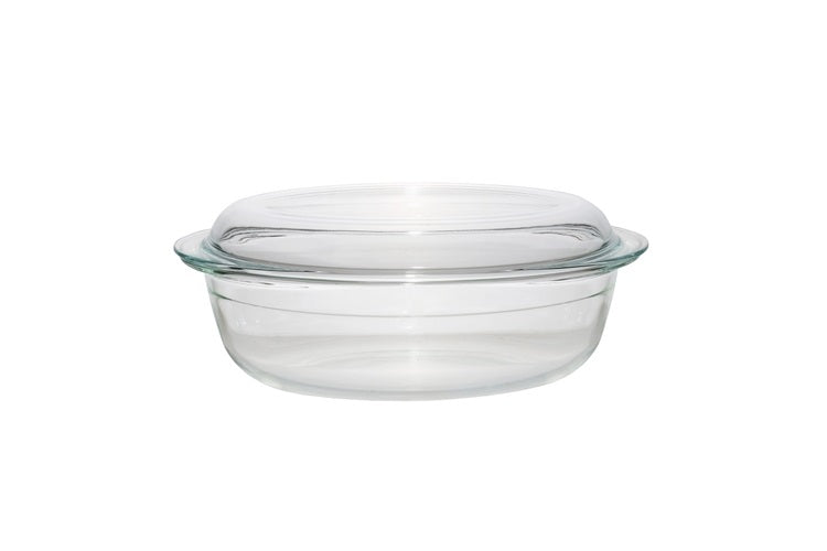 Aqua Casserole Glass Oval with Lid 4L 10386