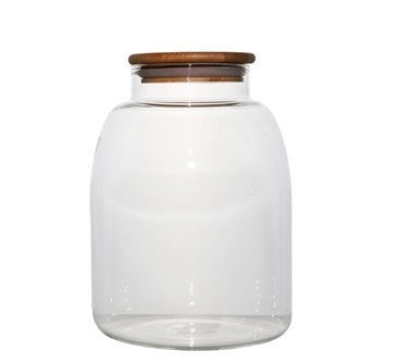 Aqua Glass Canister 2.1L Round with Bamboo Lid 27047