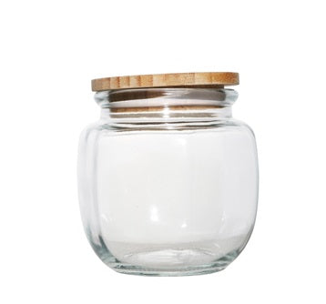 Aqua Glass Canister 500ml Round with Bamboo Lid 27252