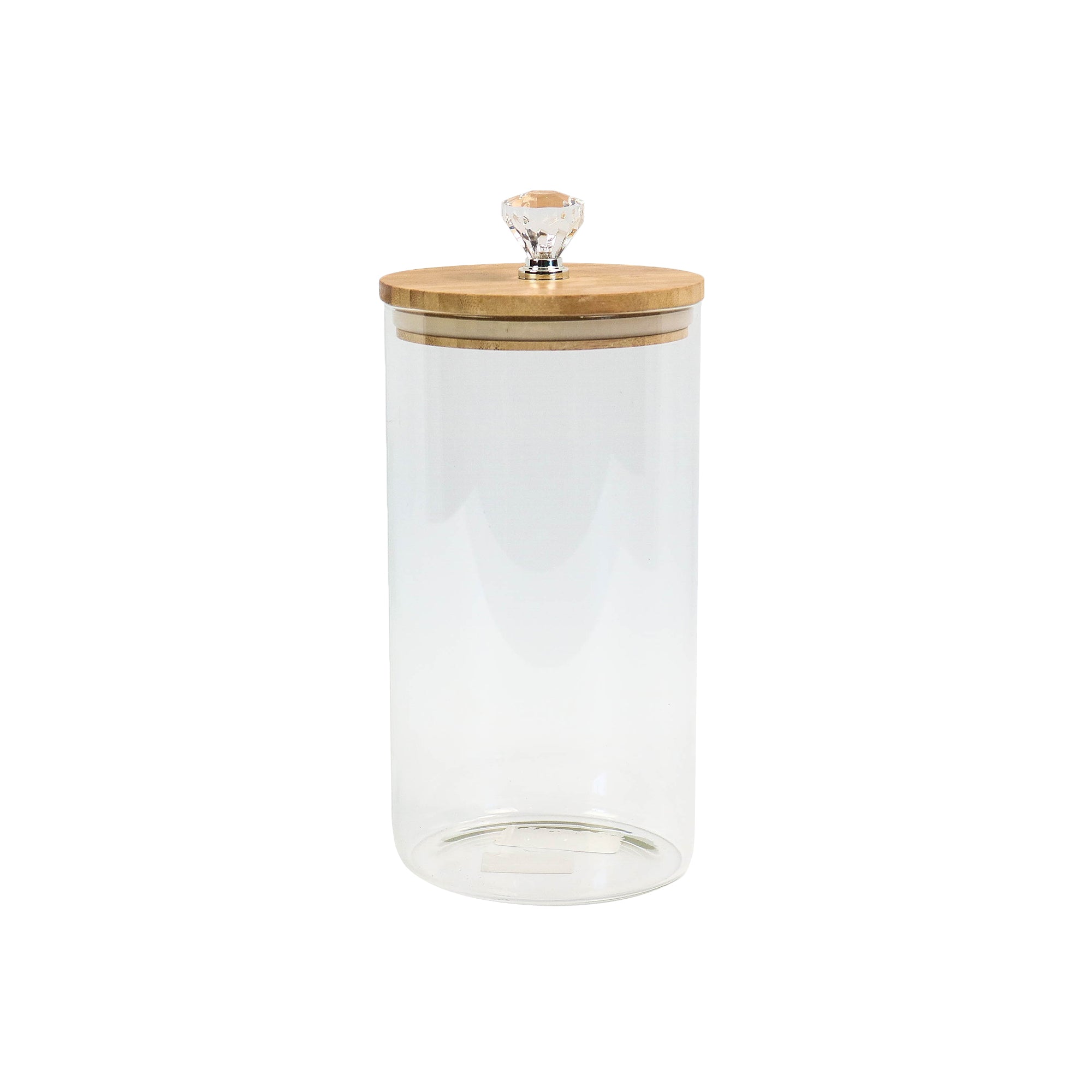 Aqua Glass Canister 3.2L Bamboo Lid Diamond Decor Knob 27158