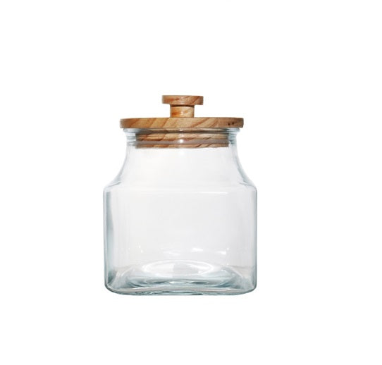 Aqua Glass Cannister Jar 4.2L Square Pine Lid 27036