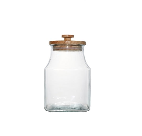Aqua Glass Canister 6.5L Jar Square Pine Lid 27034