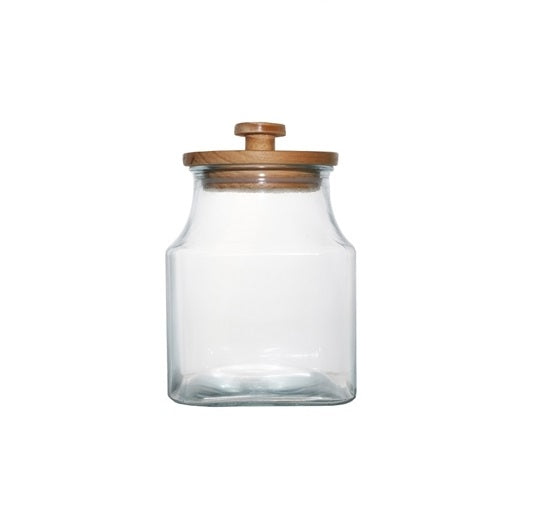 Glass Canister 5.2L Jar Square Pine Lid 27035