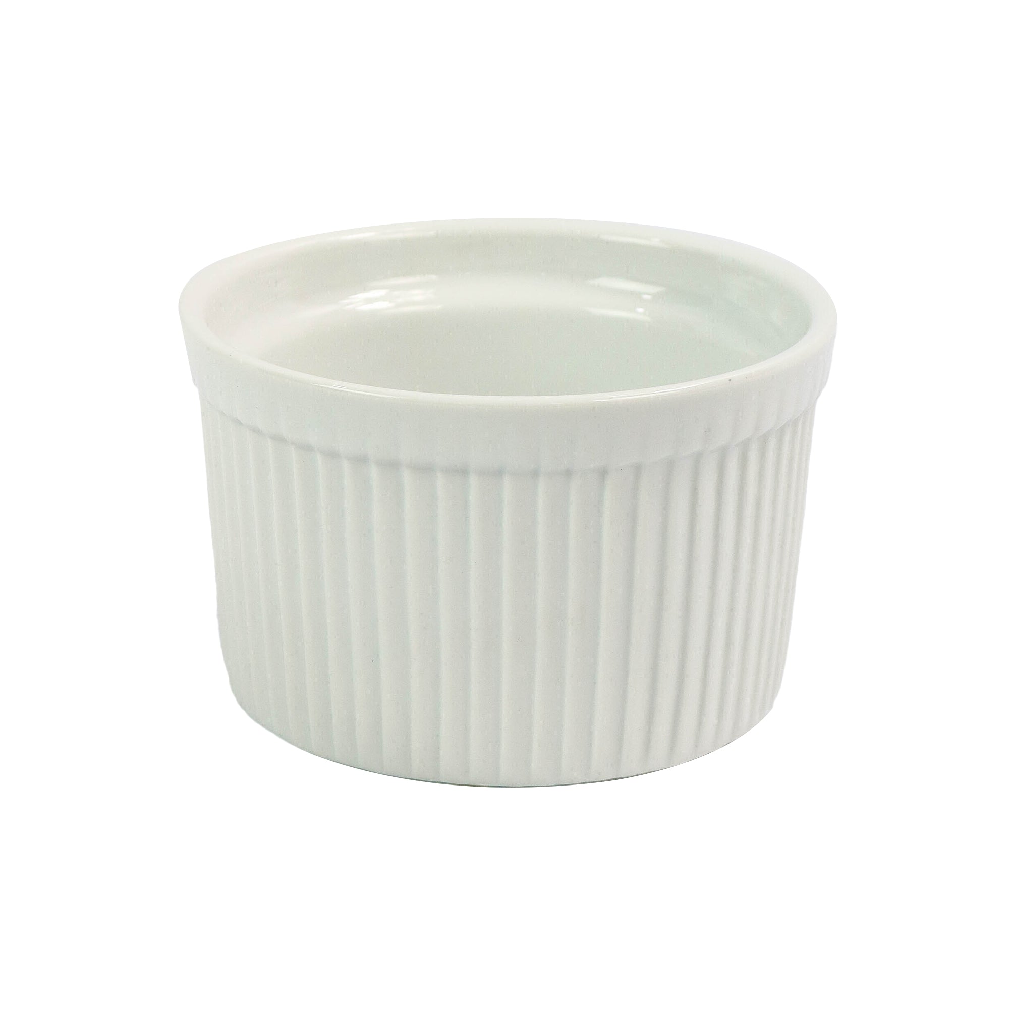 Ramekin Ceramic Ribbed 5inch 12.5x8cm White Baking Round Bowl